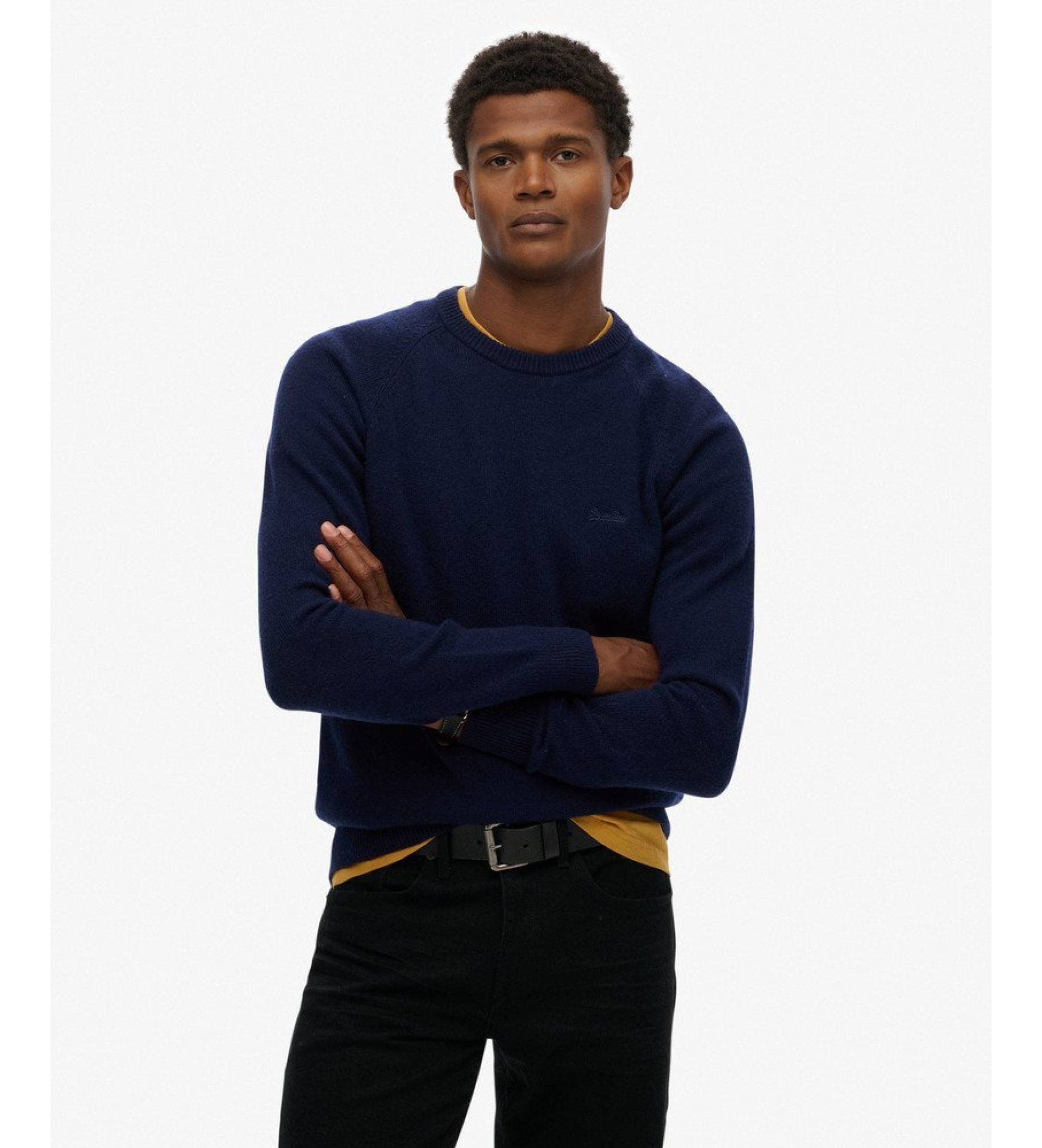 Superdryvoor mannen. M6110689A Trui Blend marine (S), Casual, Wol, Nylon, Marineblauw