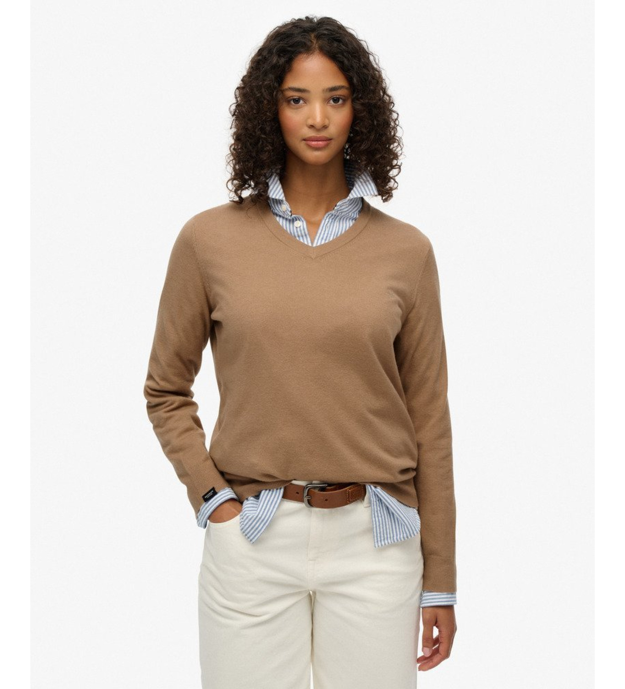 Superdry für Damen. W6110644A Classic V Pullover braun (L), Lässig, Polyester