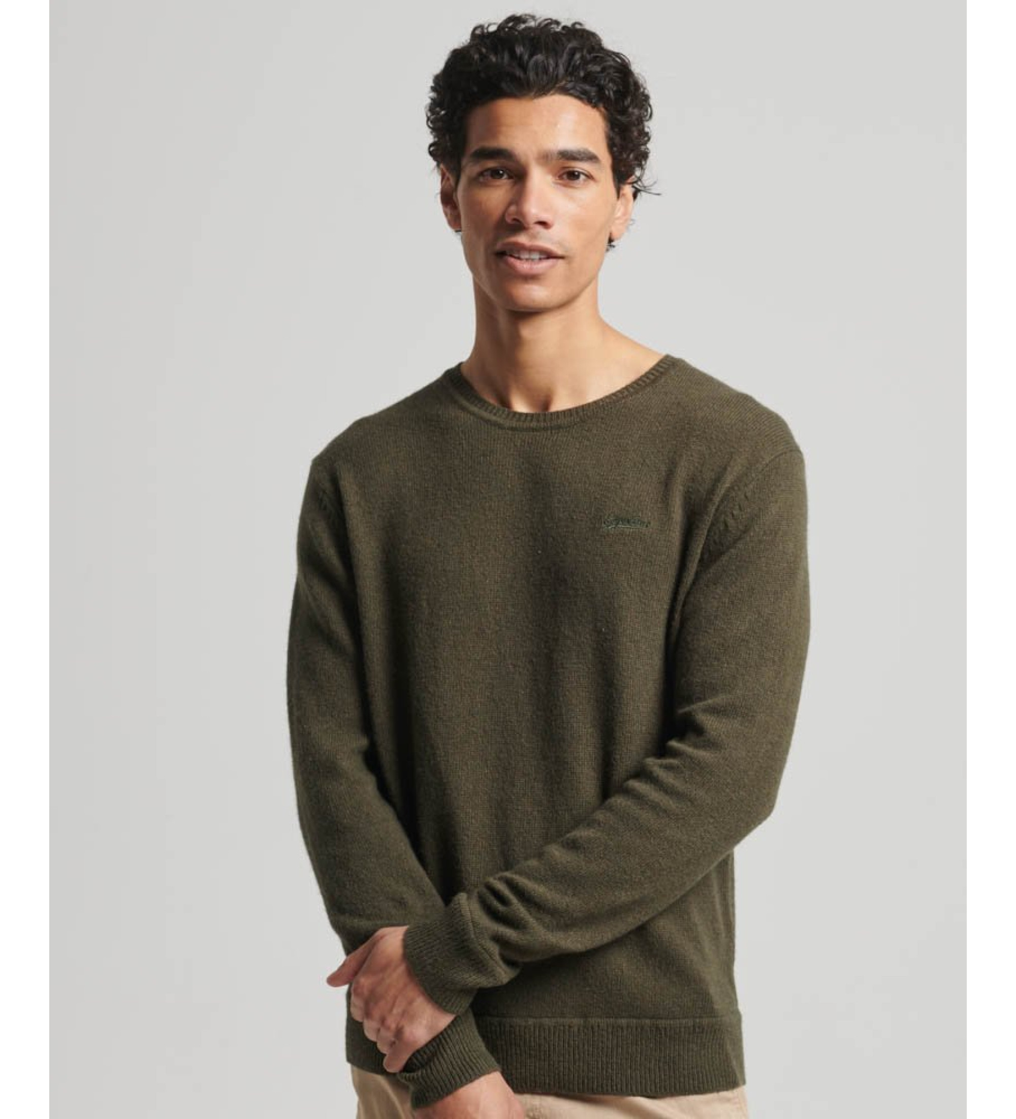 Superdry für Herren. M6110564A Essential Rundhalspullover grün (XL), Lässig, Nylon