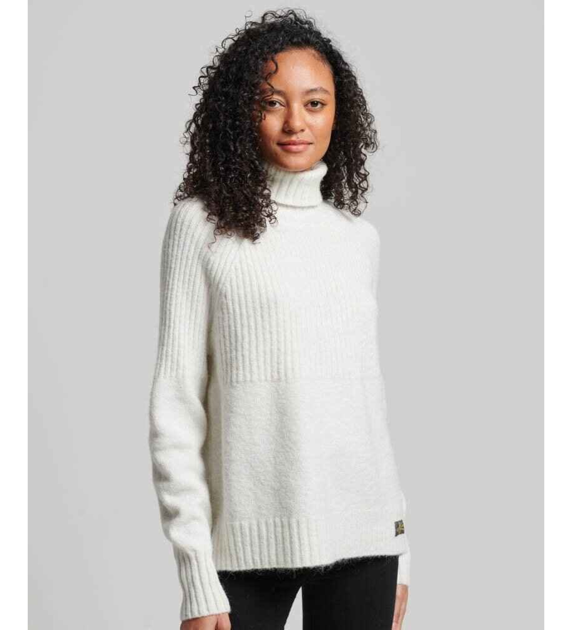 Superdry für Damen. W6110502A Rippenstrickpullover Essential weiß (XS), Lässig, Acryl, Langarm