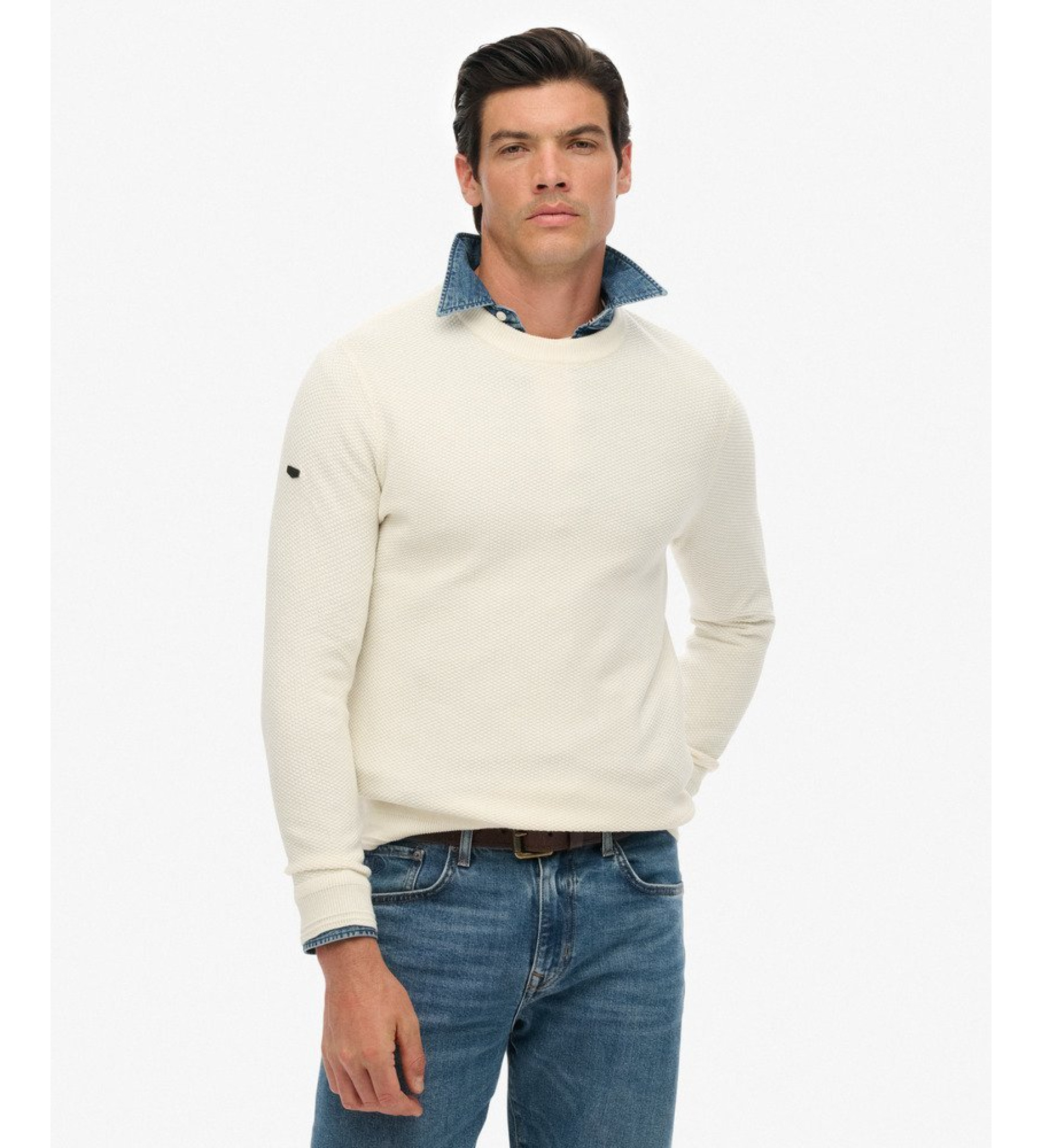 Superdry für Herren. M6110681A Pullover Textur beige (S), Lässig, Baumwolle