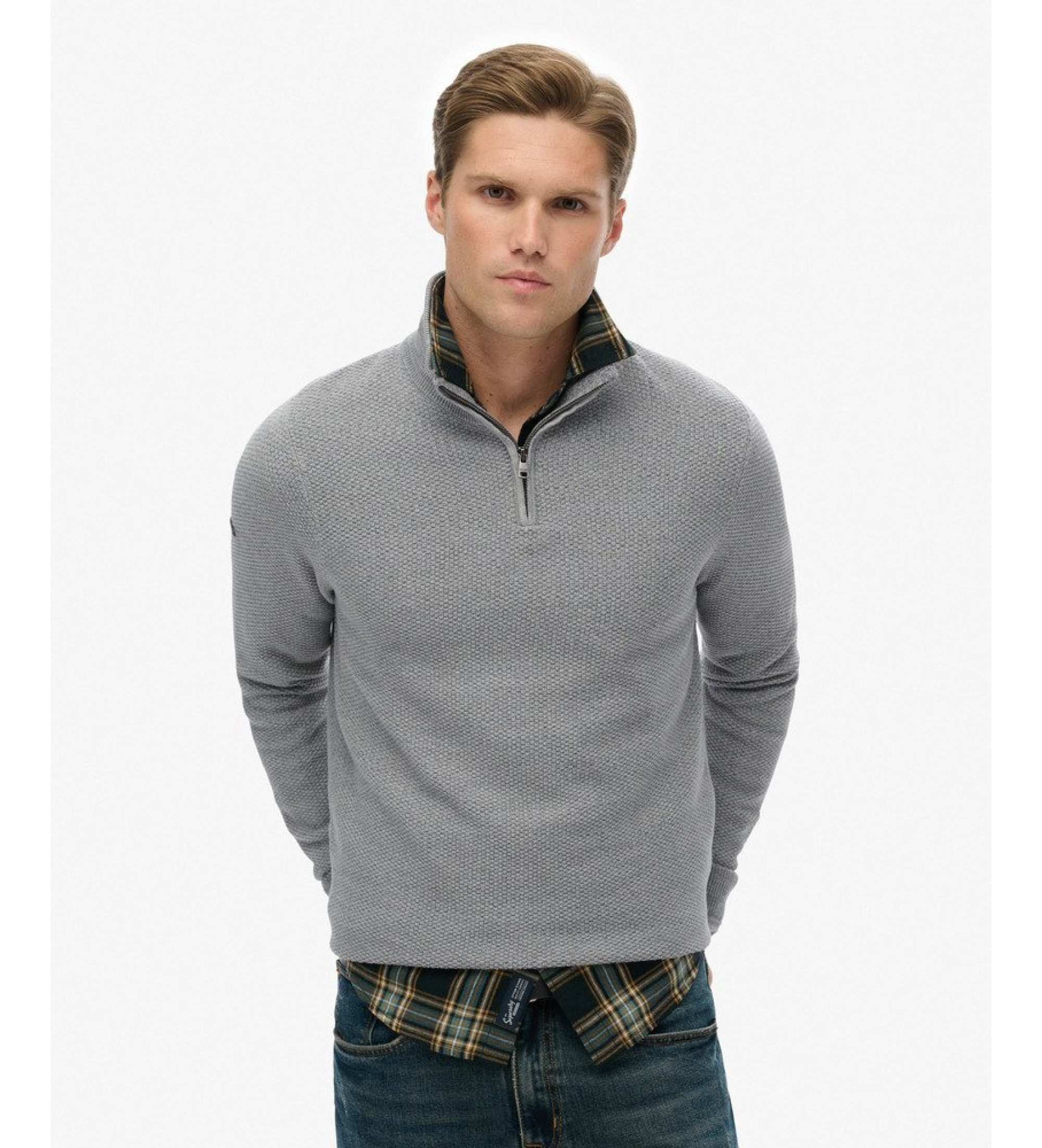 Superdry für Herren. M6110682A Pullover Textur grau (L), Lässig, Baumwolle