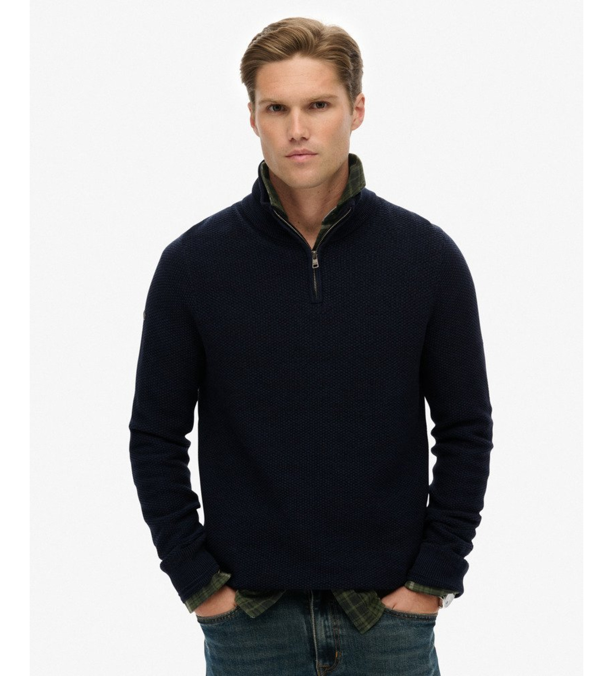 Superdry für Herren. M6110682A Pullover Textur navy (S), Lässig, Baumwolle, Marine