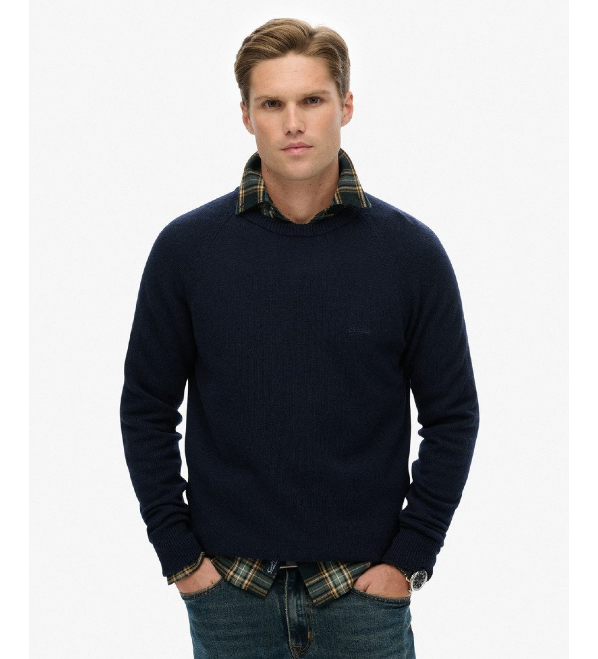 Superdry für Herren. M6110689A Marineblauer Pullover aus Wollmischung (XL), Lässig, Wolle