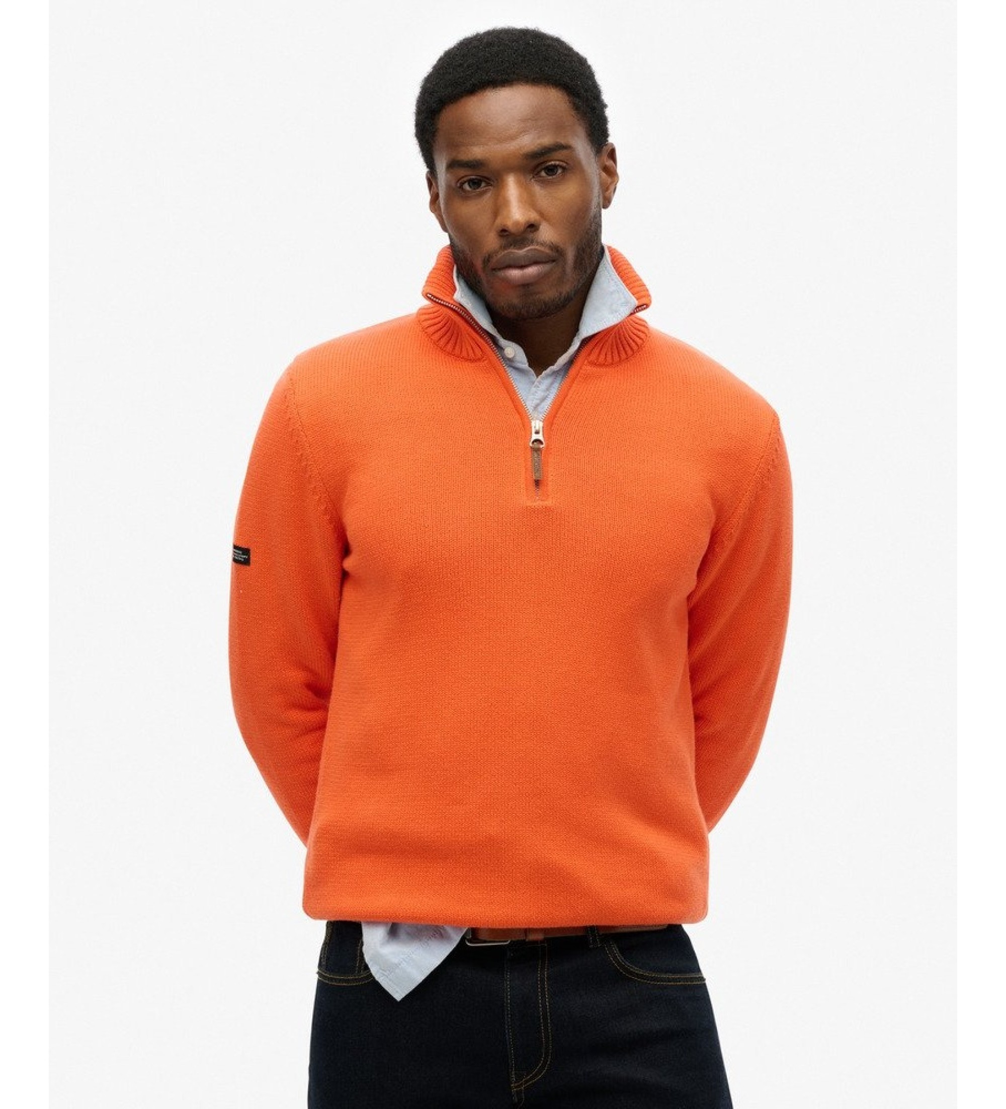 Superdry für Herren. M6110648A Henley-Pullover Cotton Classics orange (L), Lässig, Baumwolle, Langarm