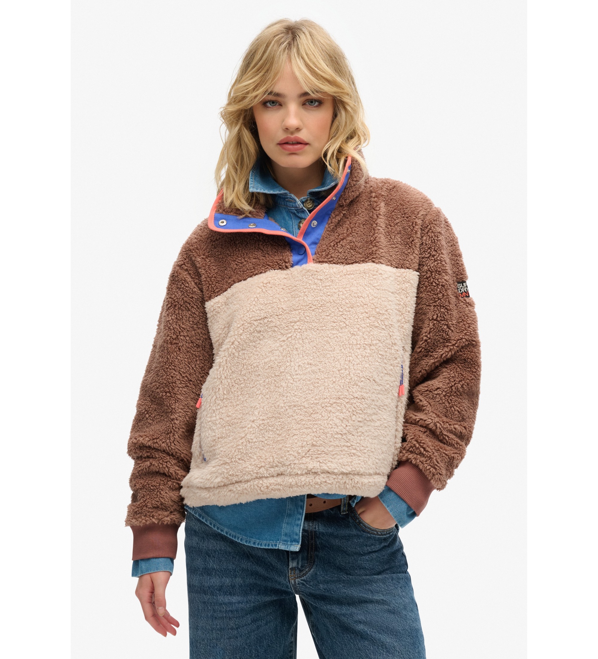 Superdry für Damen. W2012349A Supersoft Mash Up Fleece braun (M), Lässig, Polyester