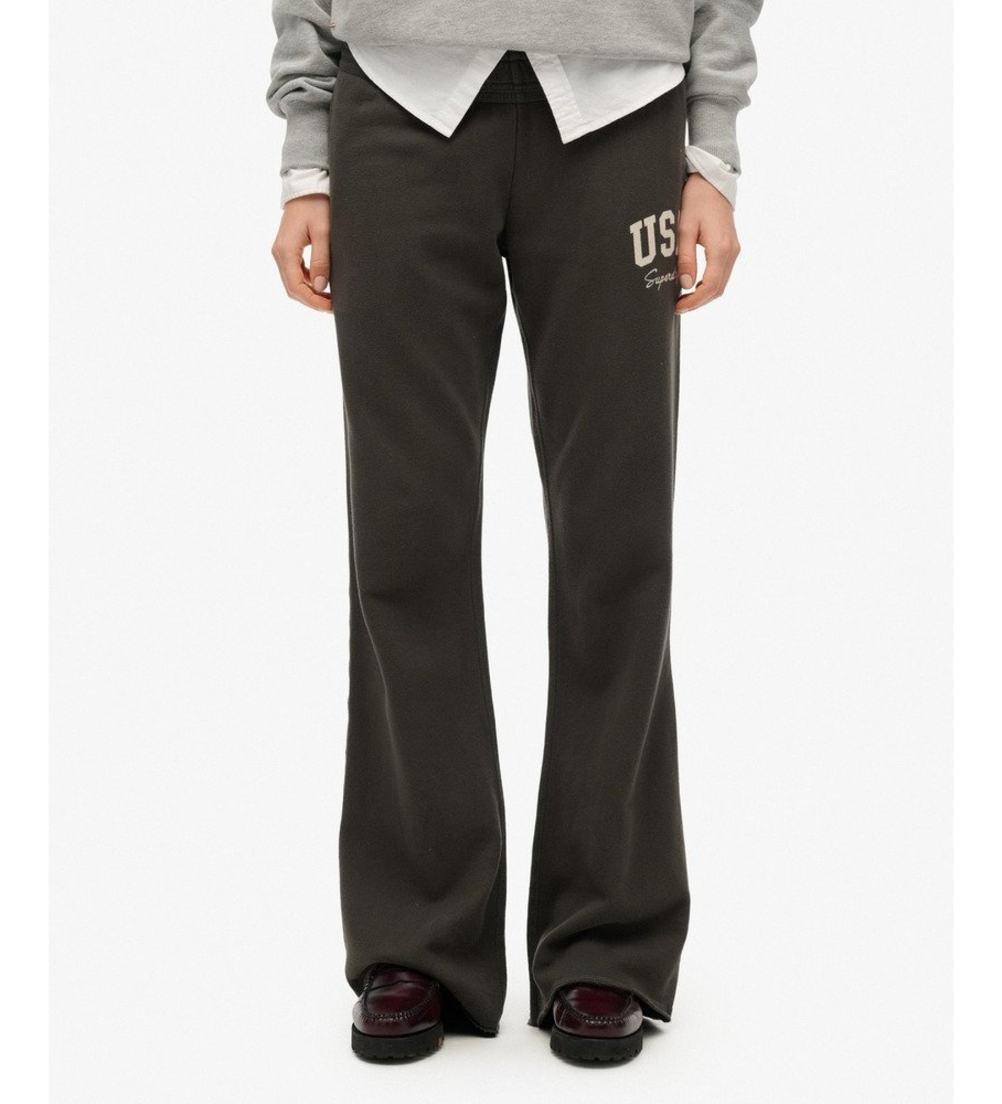 Superdry für Damen. W7011171A Athletische Jogger-Schlaghose in Dunkelgrau (XS), Lässig, Baumwolle