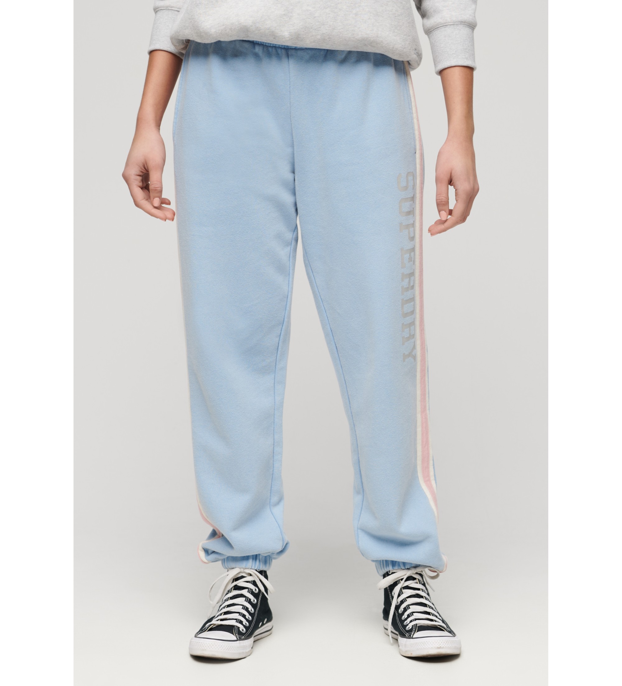 Superdry für Damen. W7011074A Jogginghose mit Streifen an den Seiten Vingate blau (M), Lässig, Baumwolle