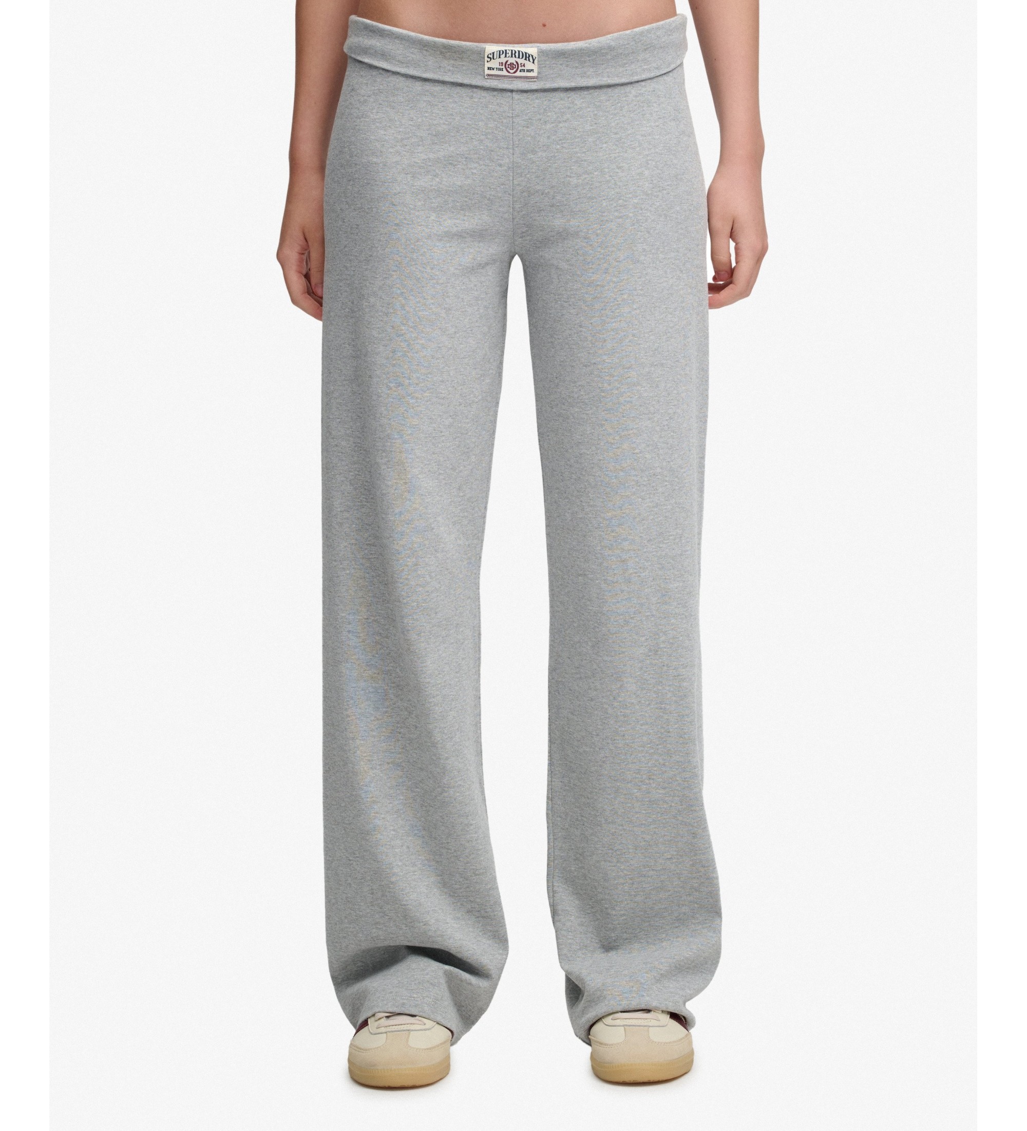 Superdryvoor vrouwen. W7011336A ESS Fold Over joggingbroek, grijs (M), Casual, Katoen