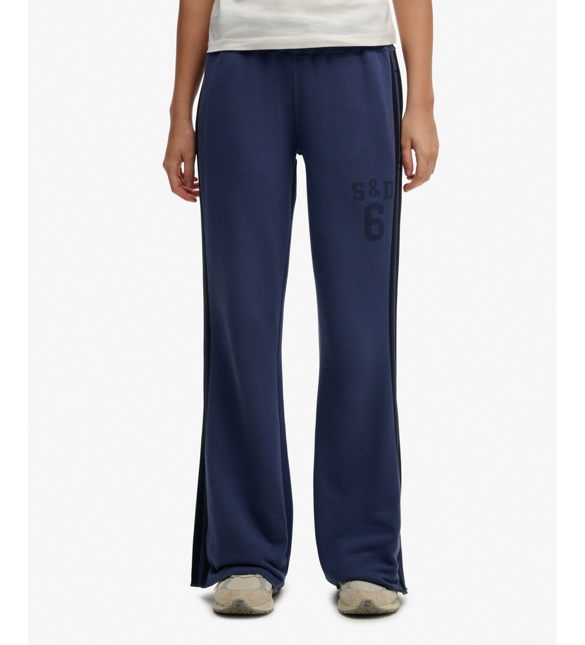 Superdry für Damen. W7011308A Jogginghose ESS Stripe Flare marineblau (S), Lässig, Baumwolle