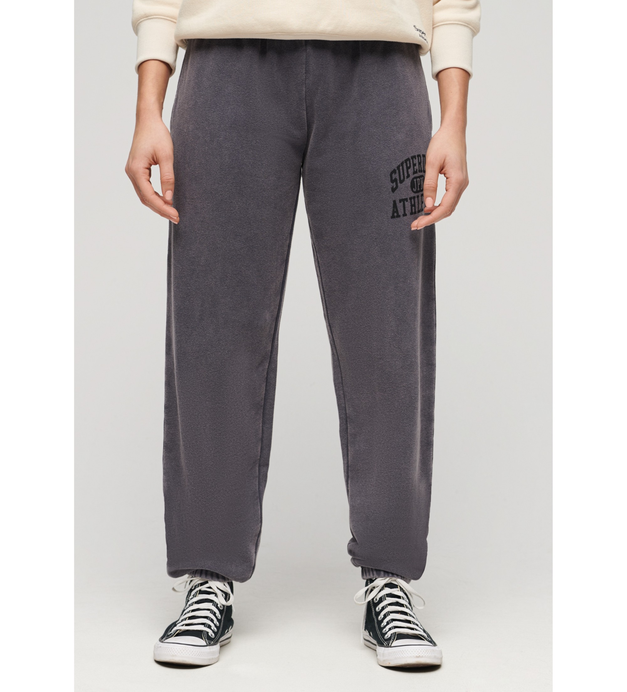 Superdry für Damen. W7011072A Marineblaue gewaschene Vintage-Joggerhose (L), Lässig, Baumwolle