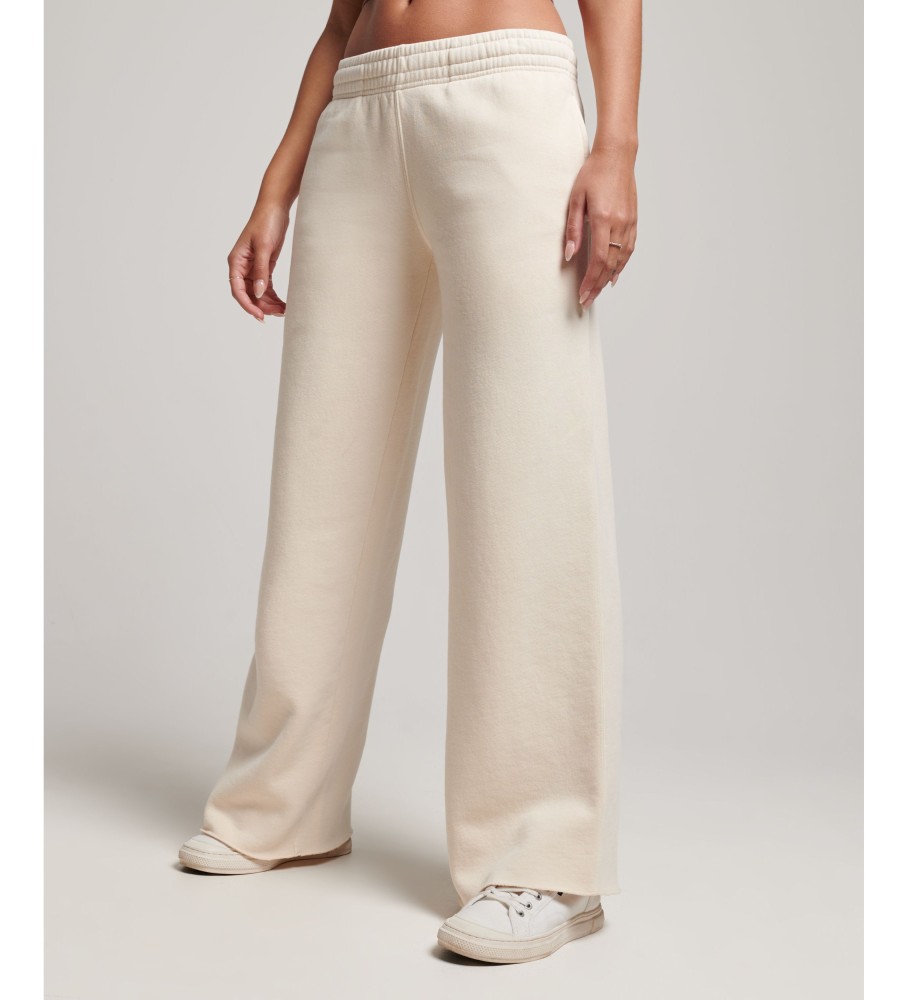 Superdry für Damen. W7010904A Gerade Jogginghose mit cremefarbenem Washed-Effekt (M)