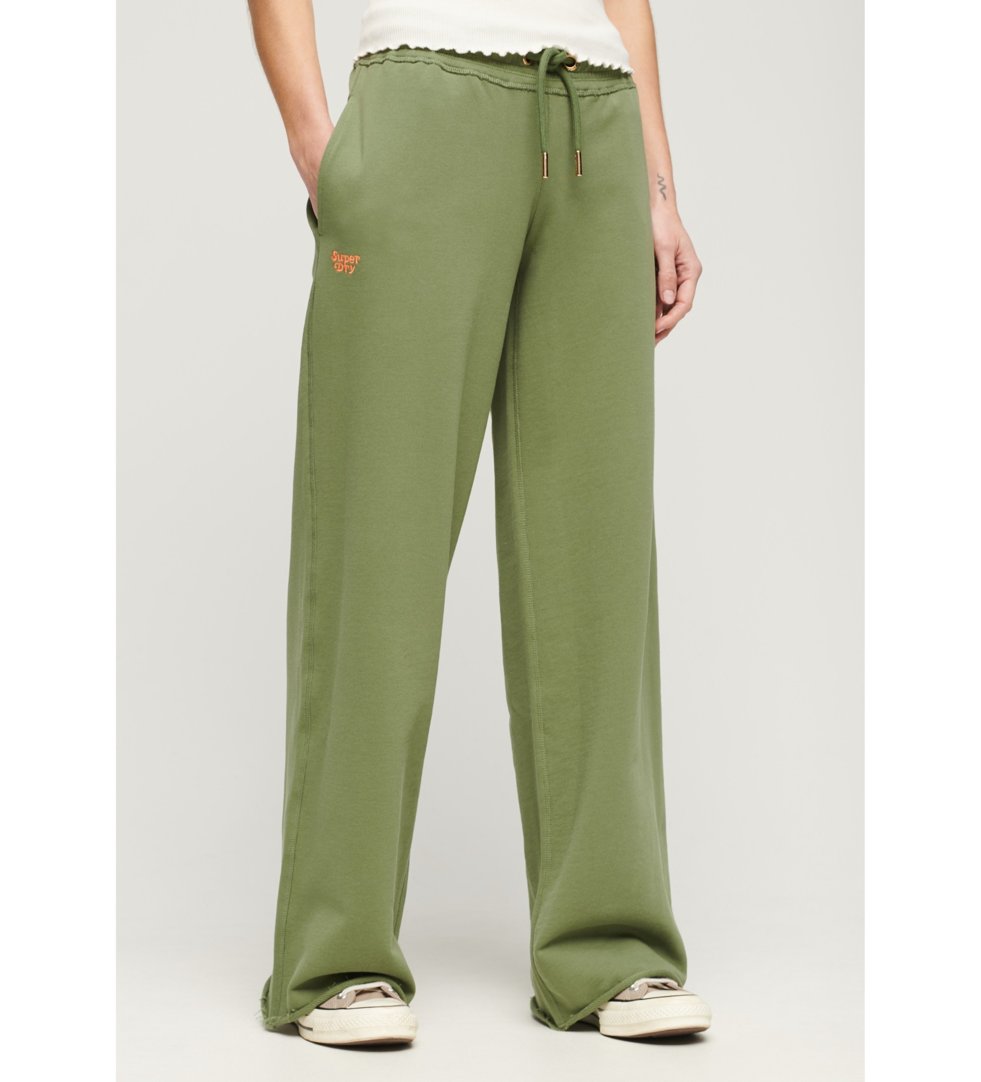 Superdry für Damen. W7011026A Gerade Joggerhose mit Logo Essential grün (S), Lässig, Baumwolle
