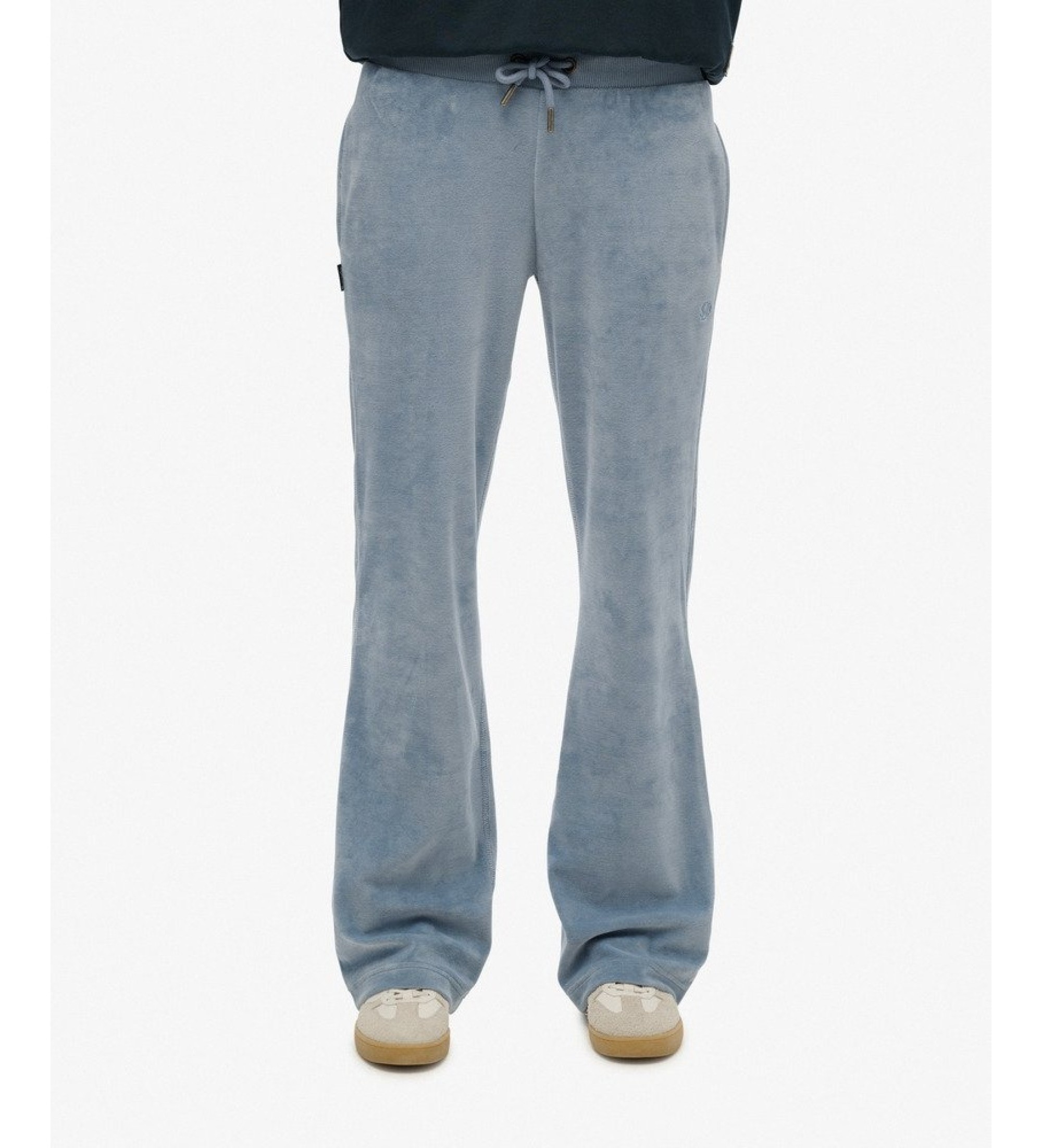 Superdry für Damen. W7011203A Jogger-Hose Velour Wide Leg blau (XL), Lässig, Baumwolle