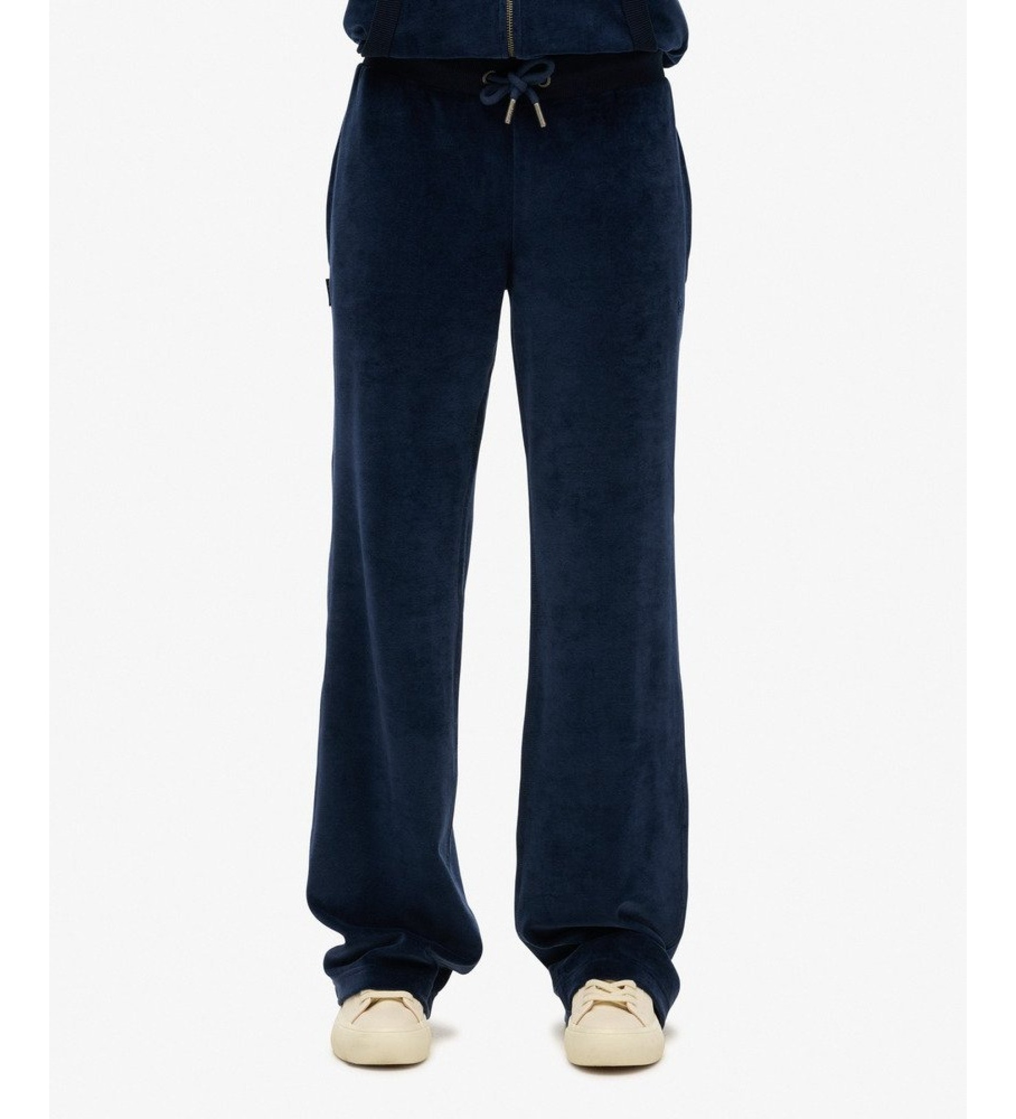 Superdry für Damen. W7011203A Jogginghose aus Velours mit weitem Bein, marineblau (XS), Lässig, Baumwolle