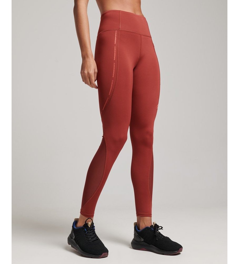 Superdry für Damen. WS311639A Enge Leggings langes Netz Active rot (10 UK = S), Sportlich, Multisport, Recyceltes Polyester, Nachhaltig