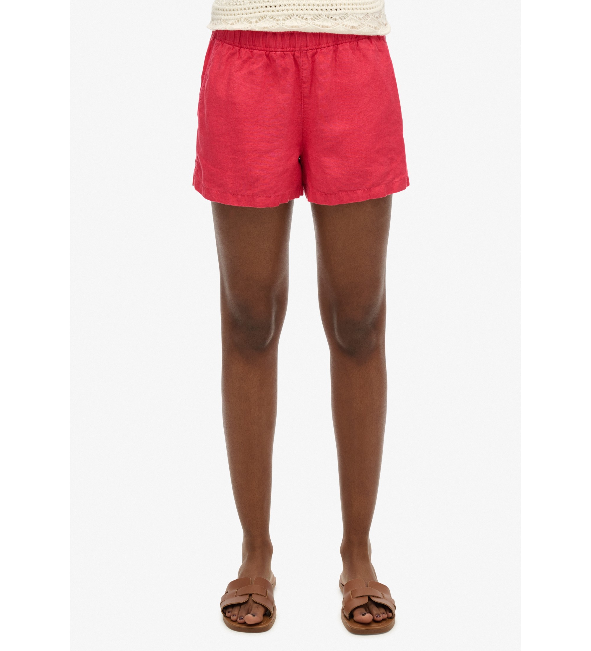 Superdry für Damen. W7110450A Kurz Leinen rot (XS), Lässig