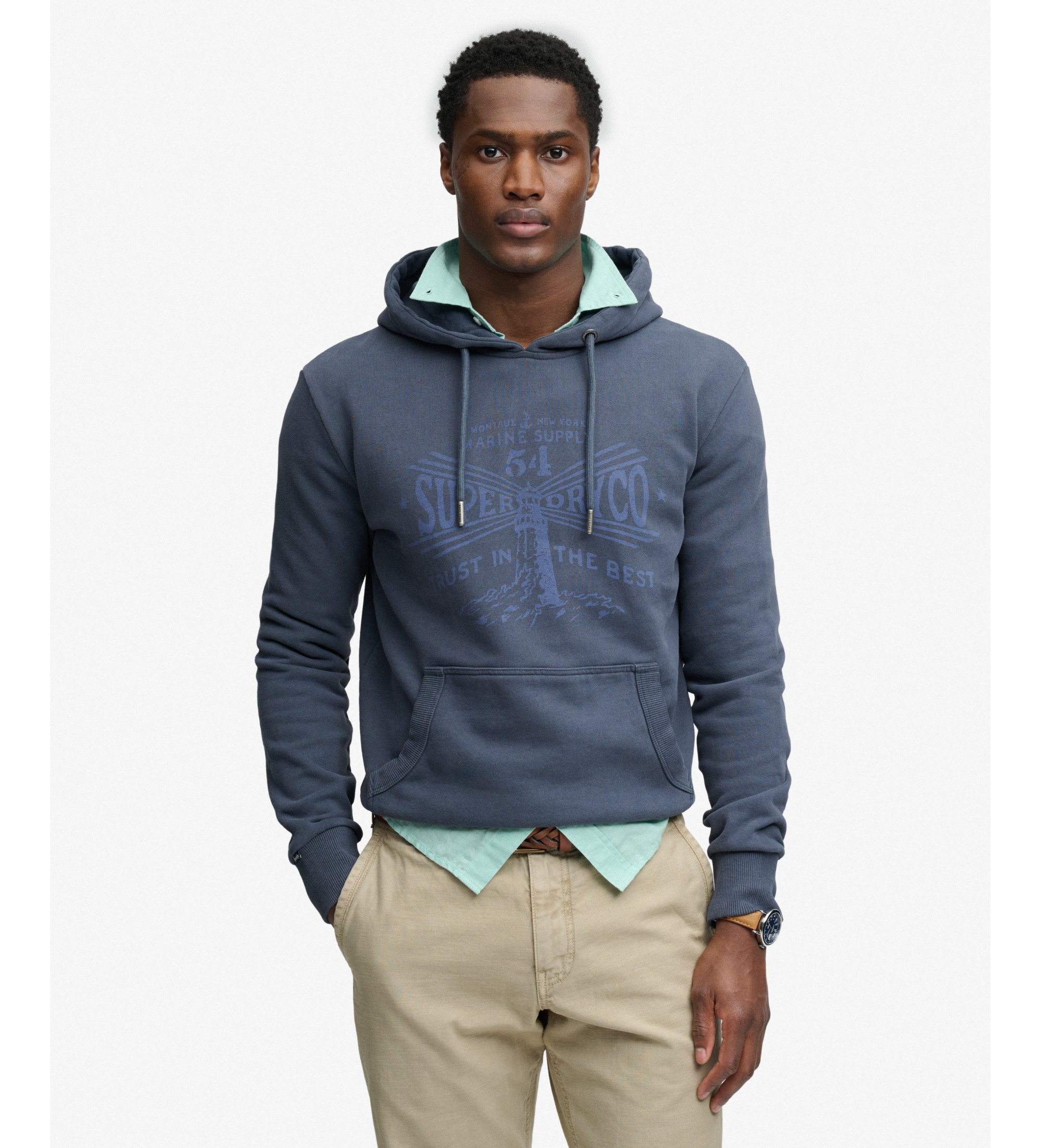 Superdry für Herren. M2014448A Lo-Fi Dockside navy Sweatshirt (M), Lässig, Baumwolle, Marine