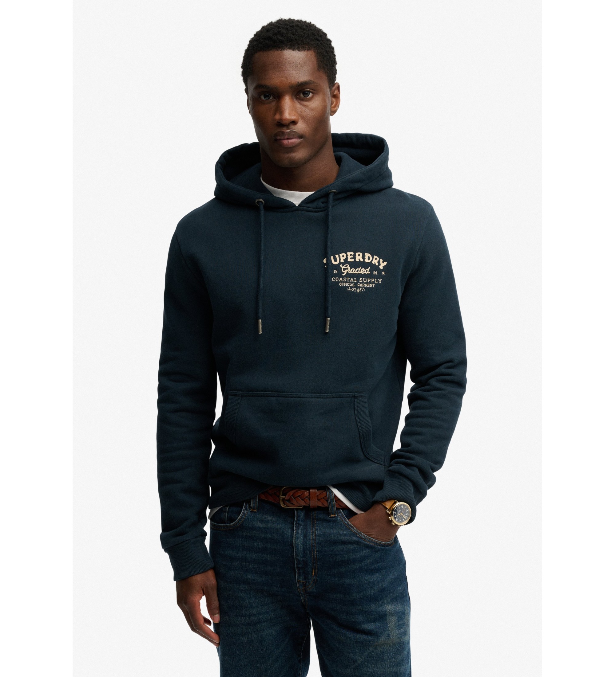 Superdry für Herren. M2014500A Lo-Fi Dockside navy Sweatshirt (L), Lässig, Baumwolle, Marine