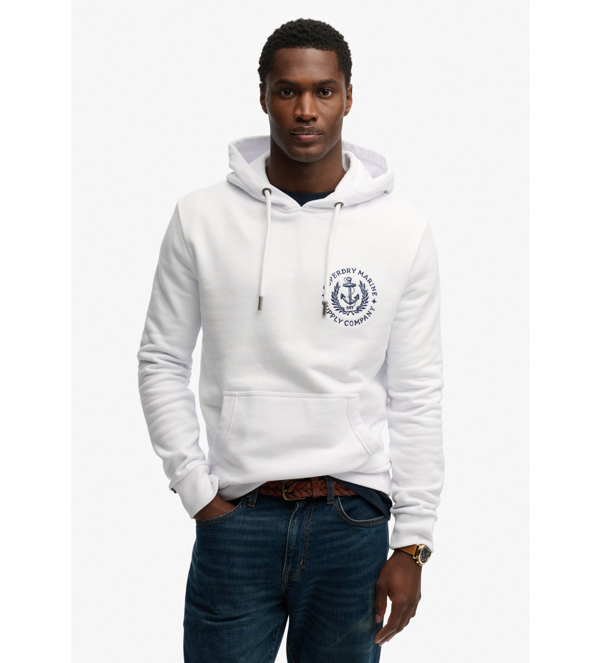 Superdry für Herren. M2014500A Weißer Lo-Fi Dockside Kapuzenpullover (M), Lässig, Baumwolle