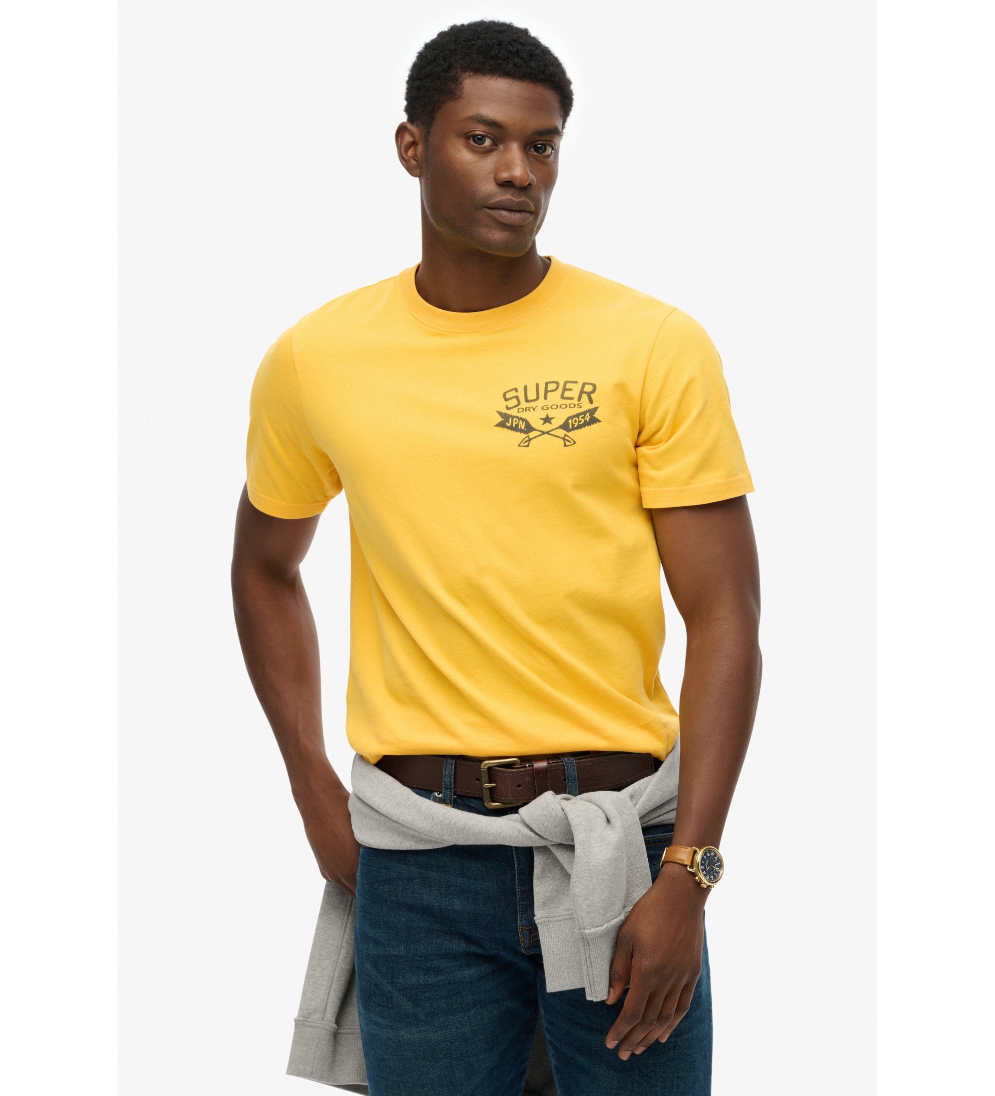 Superdry für Herren. M1012328A Lo Fi Outdoors Brust-T-Shirt gelb (M), Lässig, Baumwolle, Kurzarm