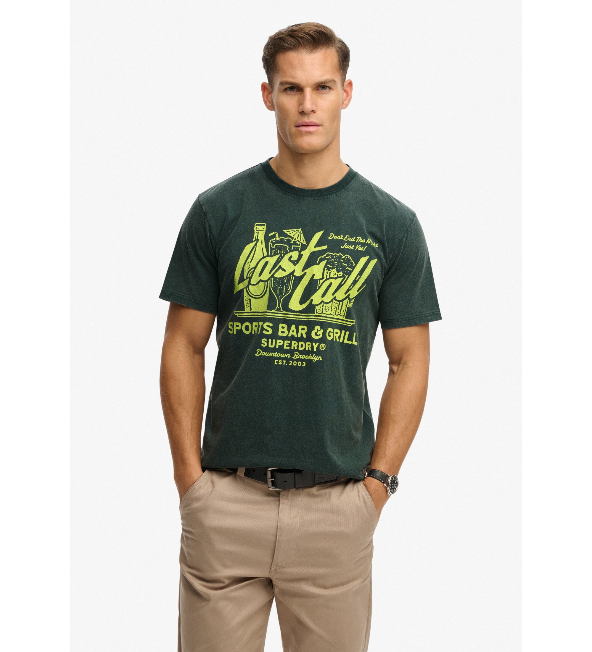 Superdry für Herren. M1012354A Lokales Business-T-Shirt grün (M), Lässig, Baumwolle, Kurzarm
