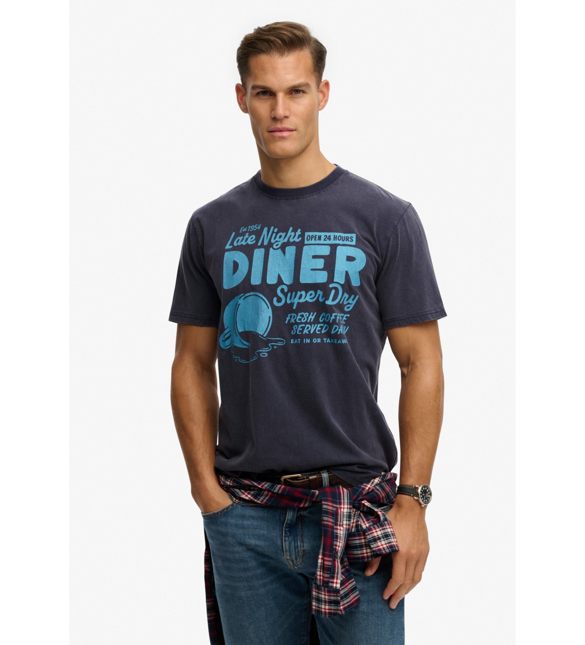 Superdry für Herren. M1012354A Lokales Business-T-Shirt navy (S), Lässig, Baumwolle, Kurzarm, Marine