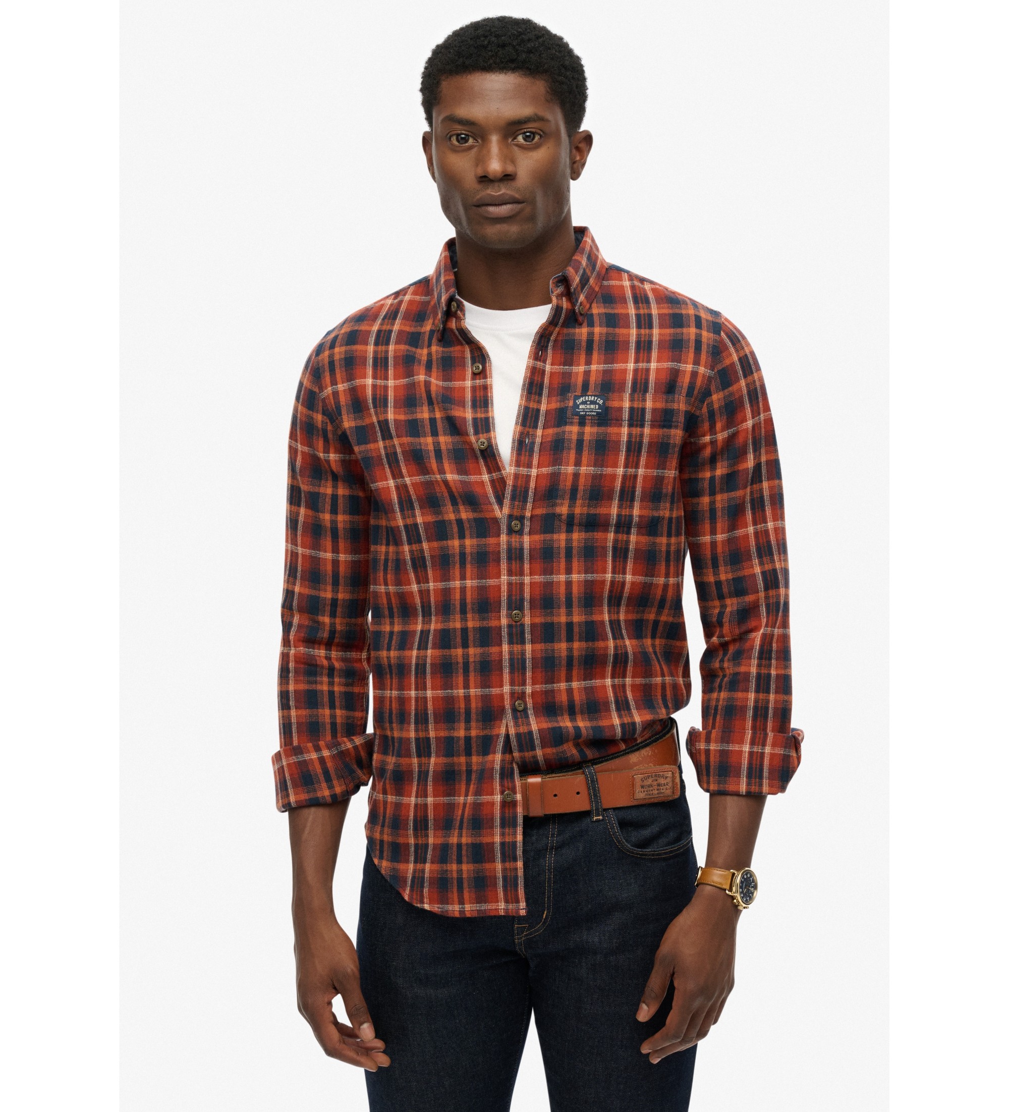Superdry für Herren. M4011047A Holzfällerhemd rot (M), Lässig, Baumwolle, Langarm