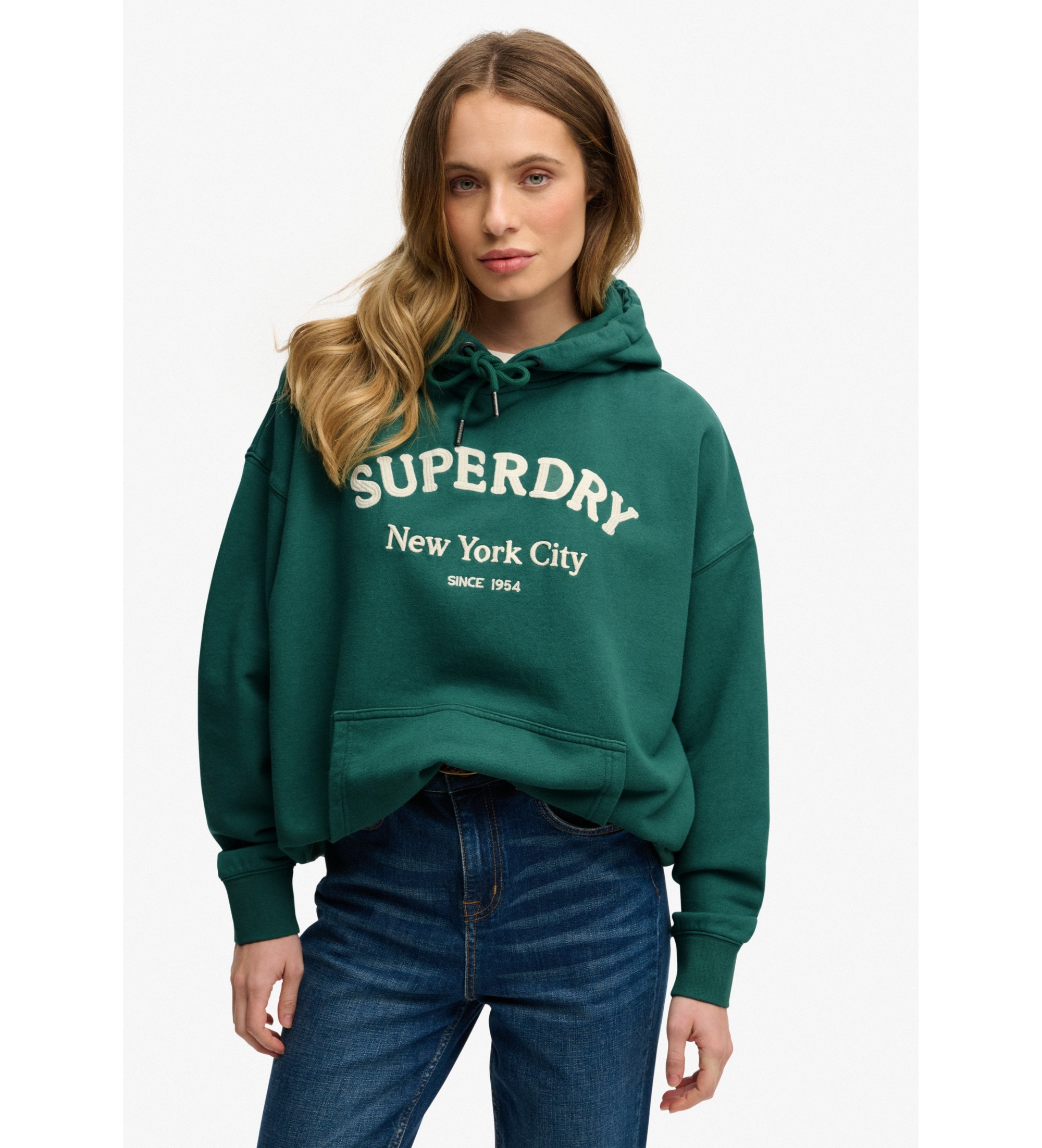 Superdry für Damen. W2012575A Luxe Sweatshirt grün (S), Lässig, Baumwolle