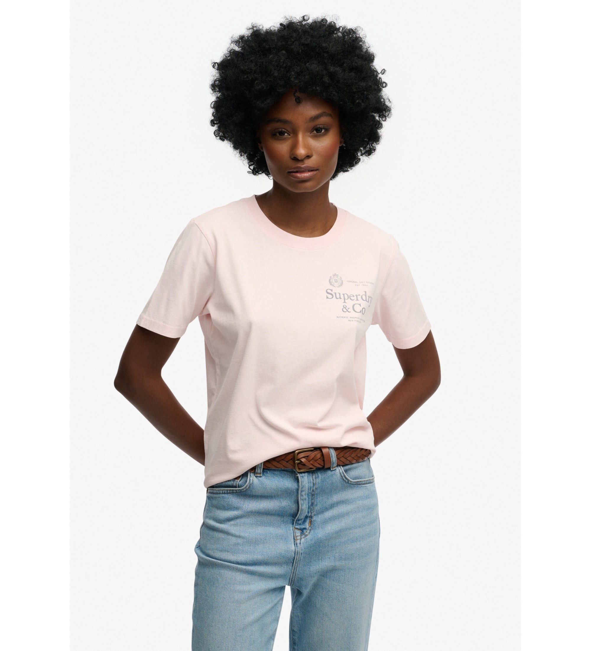 Superdry für Damen. W1011853C Luxe T-Shirt rosa (S), Lässig, Baumwolle, Kurzarm
