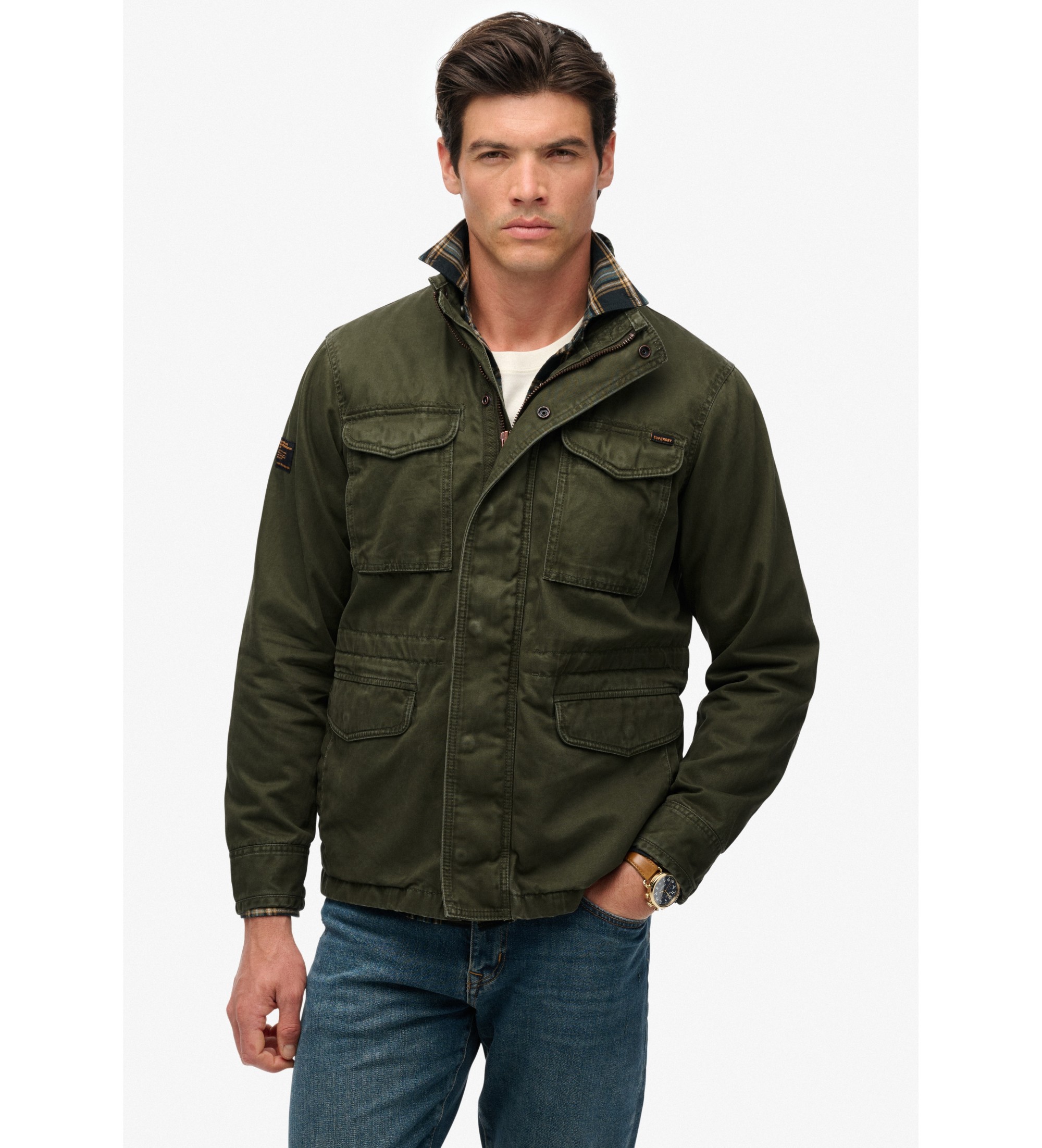 Superdry für Herren. M5012291A Jacke M65 Militär grün (L), Lässig, Baumwolle