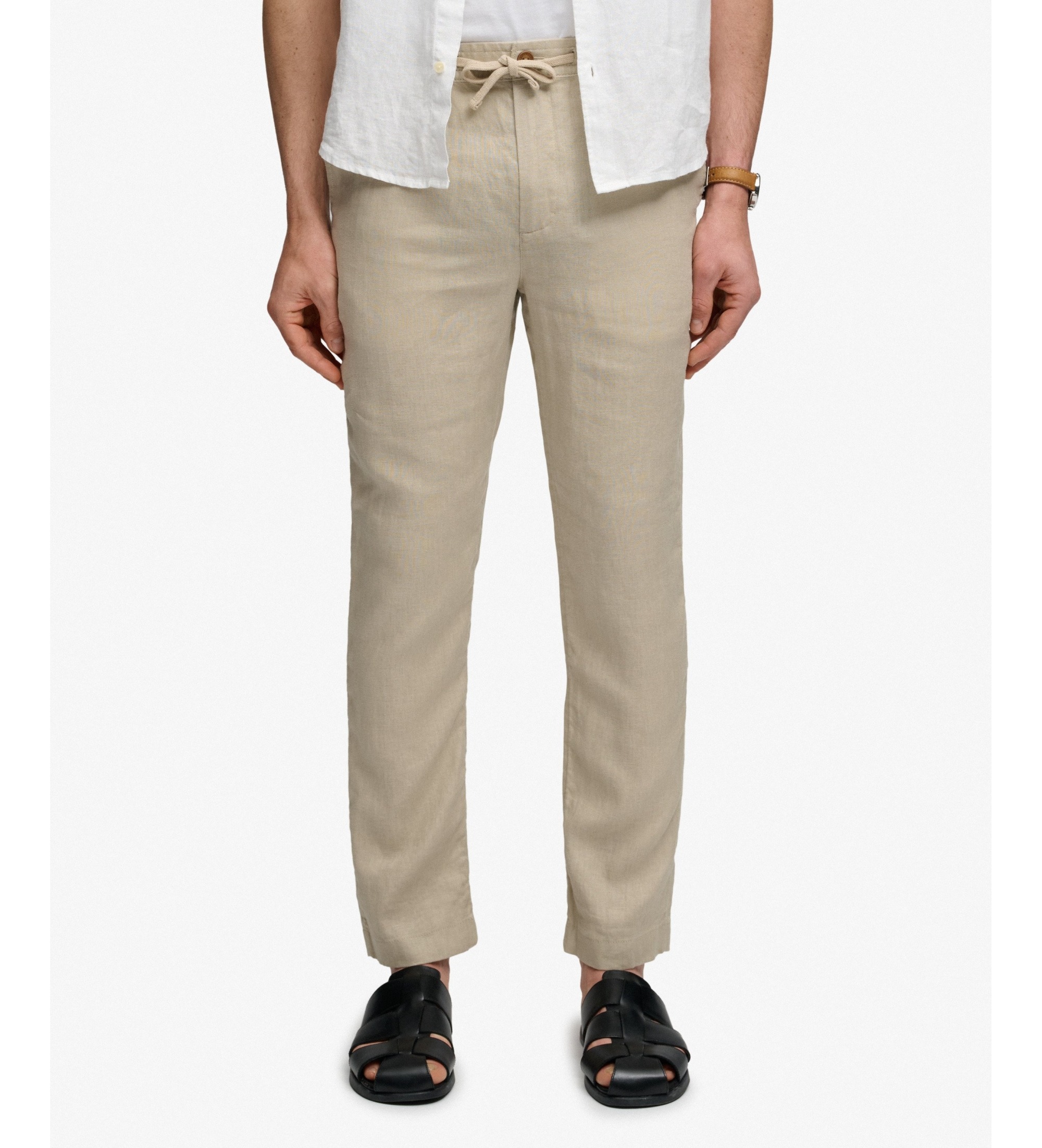 Superdry für Herren. M7011509A Merchant Linen Pant Hose beige (S), Lässig, Leinen