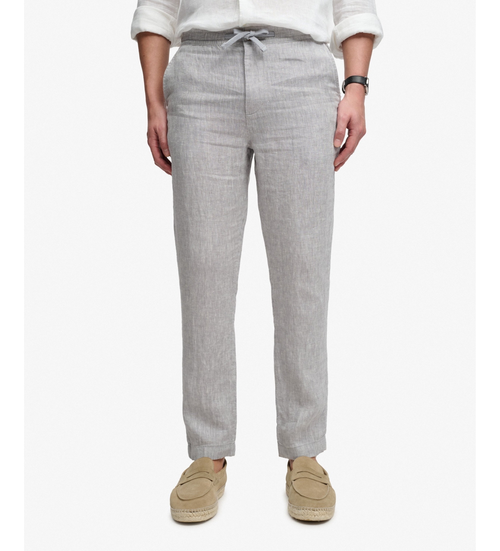 Superdry für Herren. M7011509A Merchant Linen Hose grau (L), Lässig, Leinen