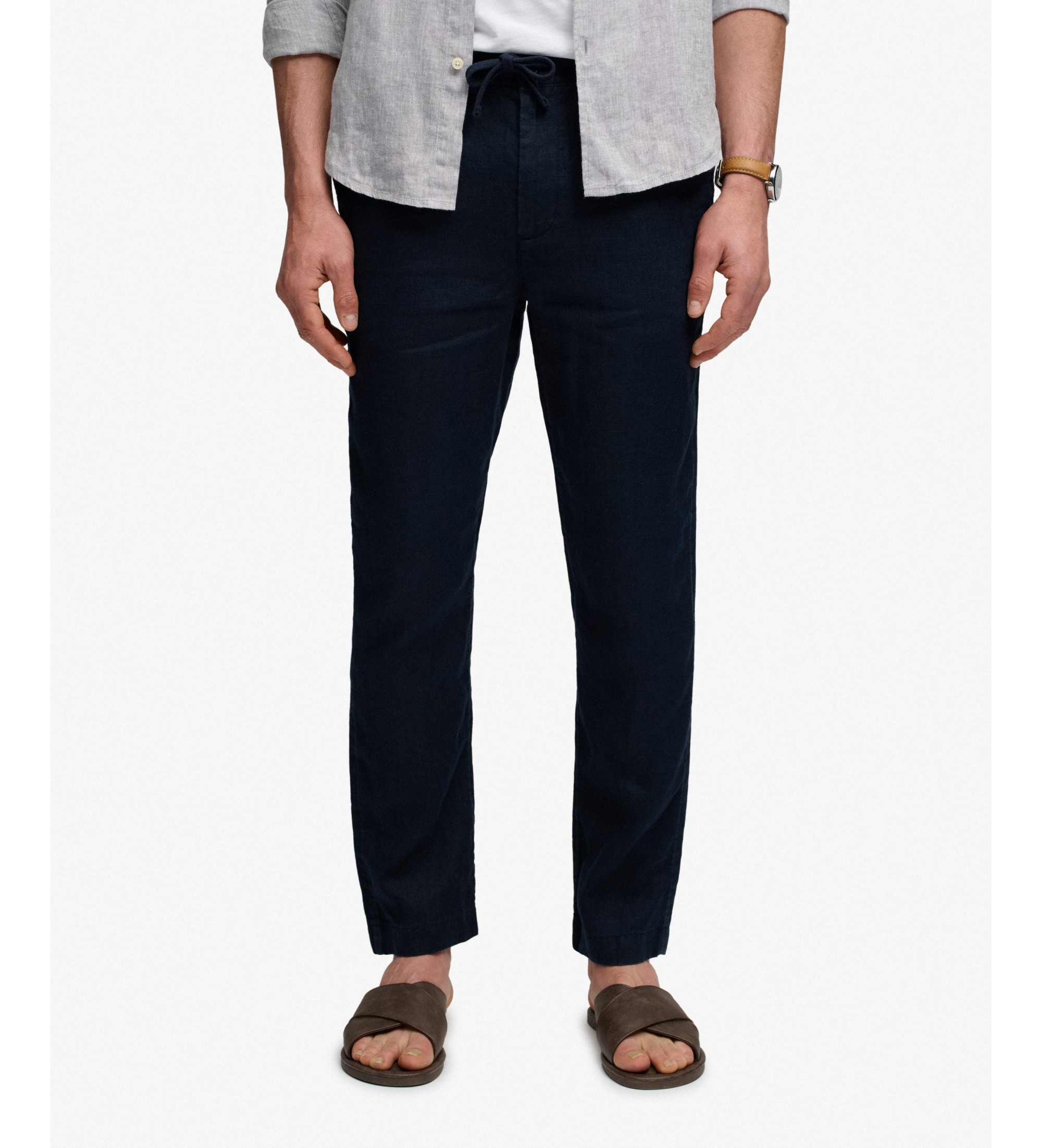 Superdry für Herren. M7011509A Merchant Linen navy Hose (XL), Lässig, Leinen, Marine