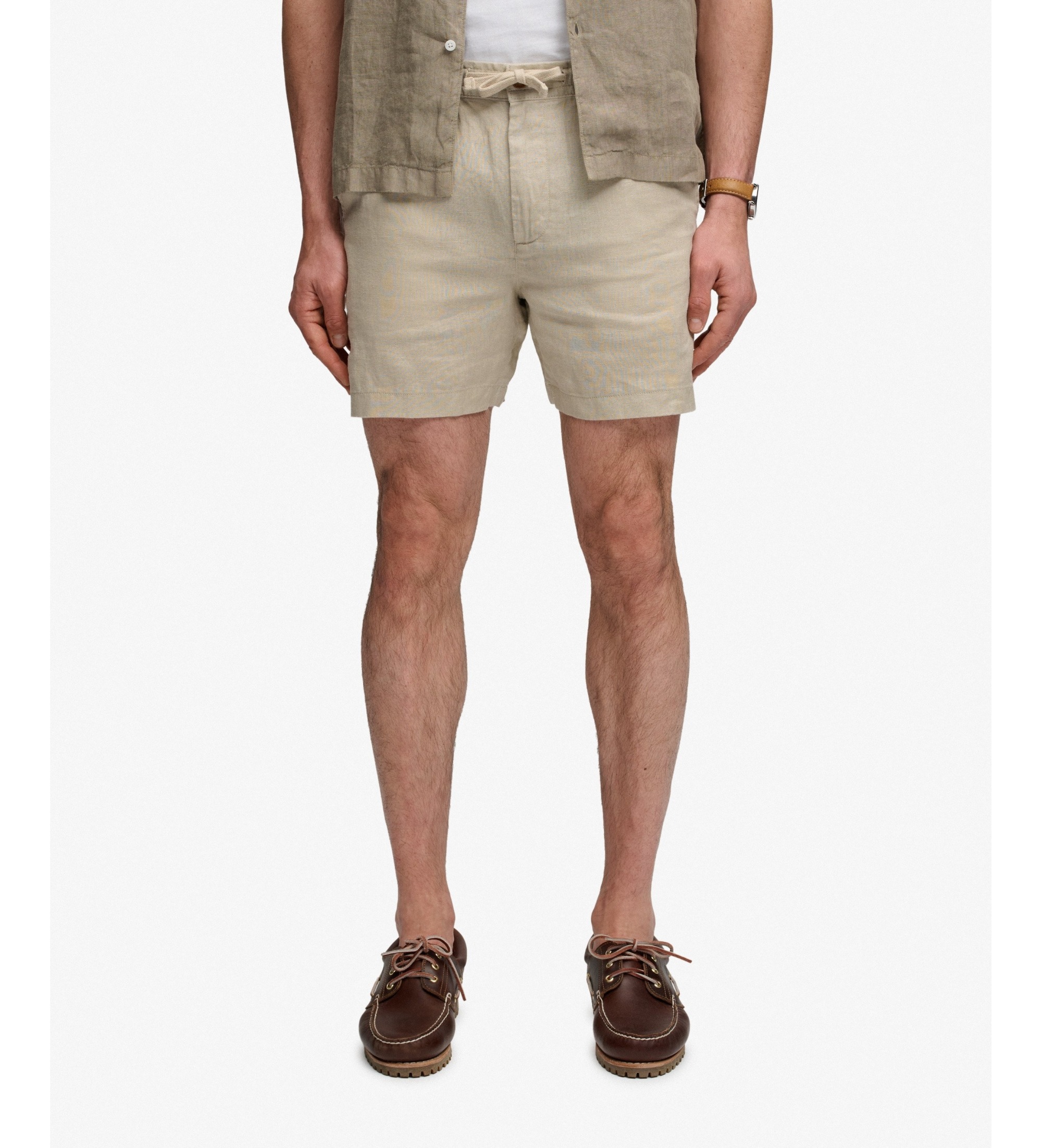 Superdry für Herren. M7110520A Shorts Merchant Linen beige (S), Lässig, Leinen