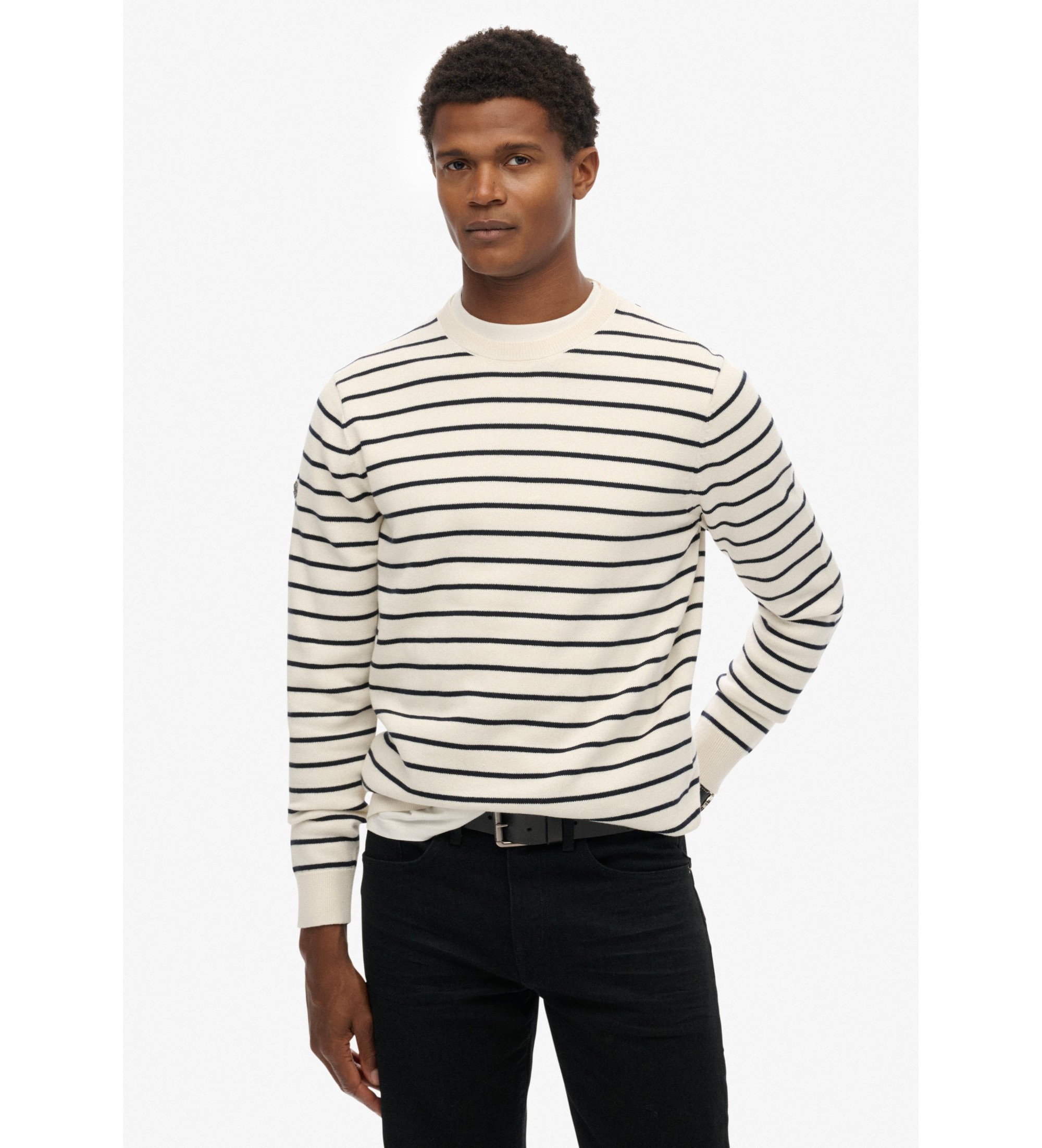 Superdry für Herren. M6110727A Bretonischer Pullover in Beige von Merchant (XL), Lässig, Baumwolle