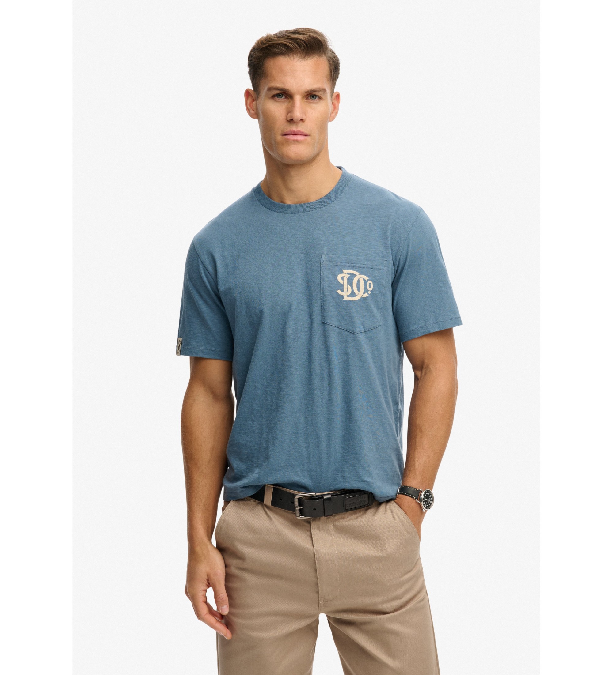 Superdry für Herren. M1012381A Merchant Grafik-Taschen-T-Shirt blau (S), Lässig, Baumwolle, Kurzarm