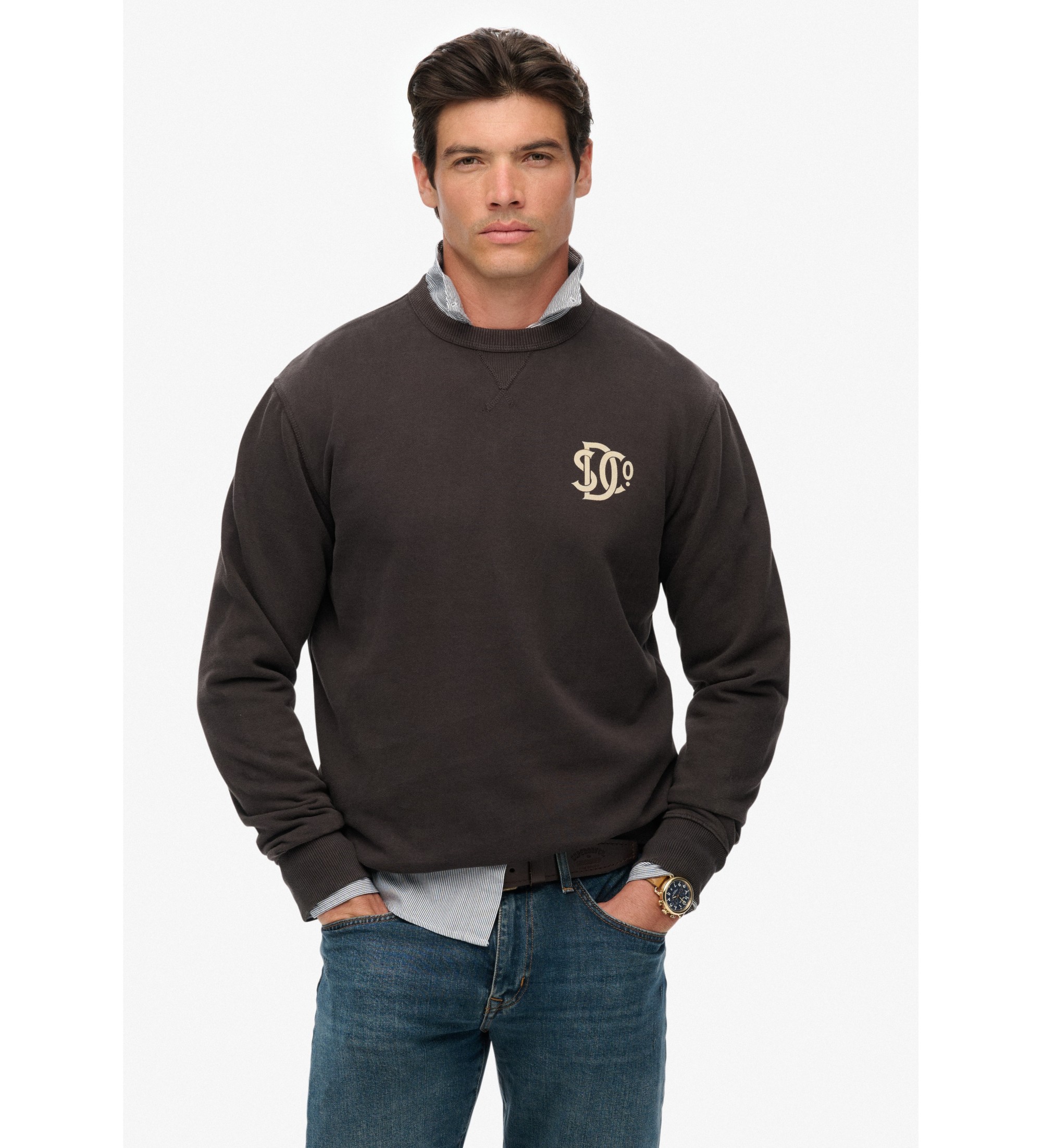 Superdry für Herren. M2014305A Merchant Graphic Sweatshirt schwarz (L), Lässig, Baumwolle