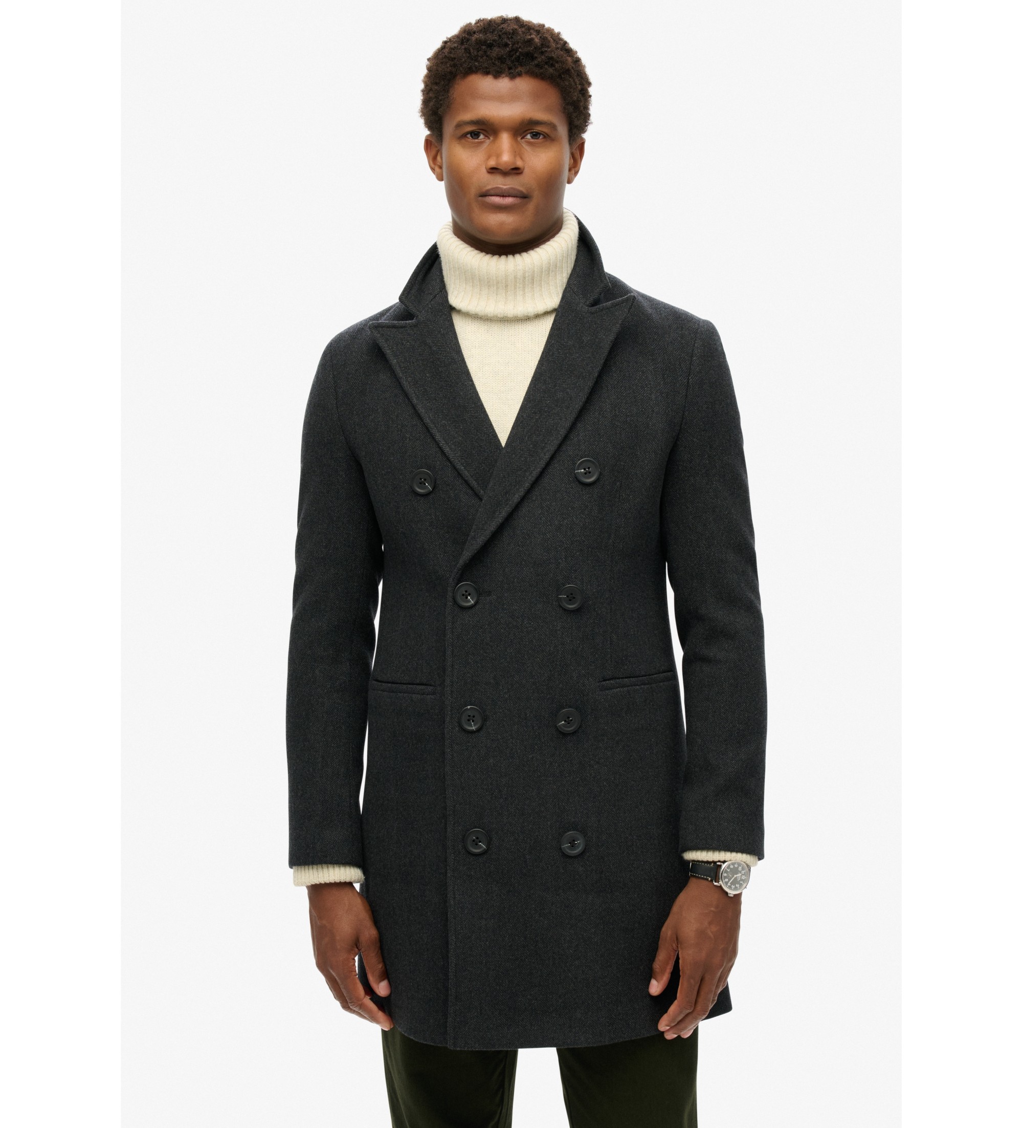 Superdry für Herren. M5011885A Merchant Town Coat schwarz (S), Lässig, Wolle