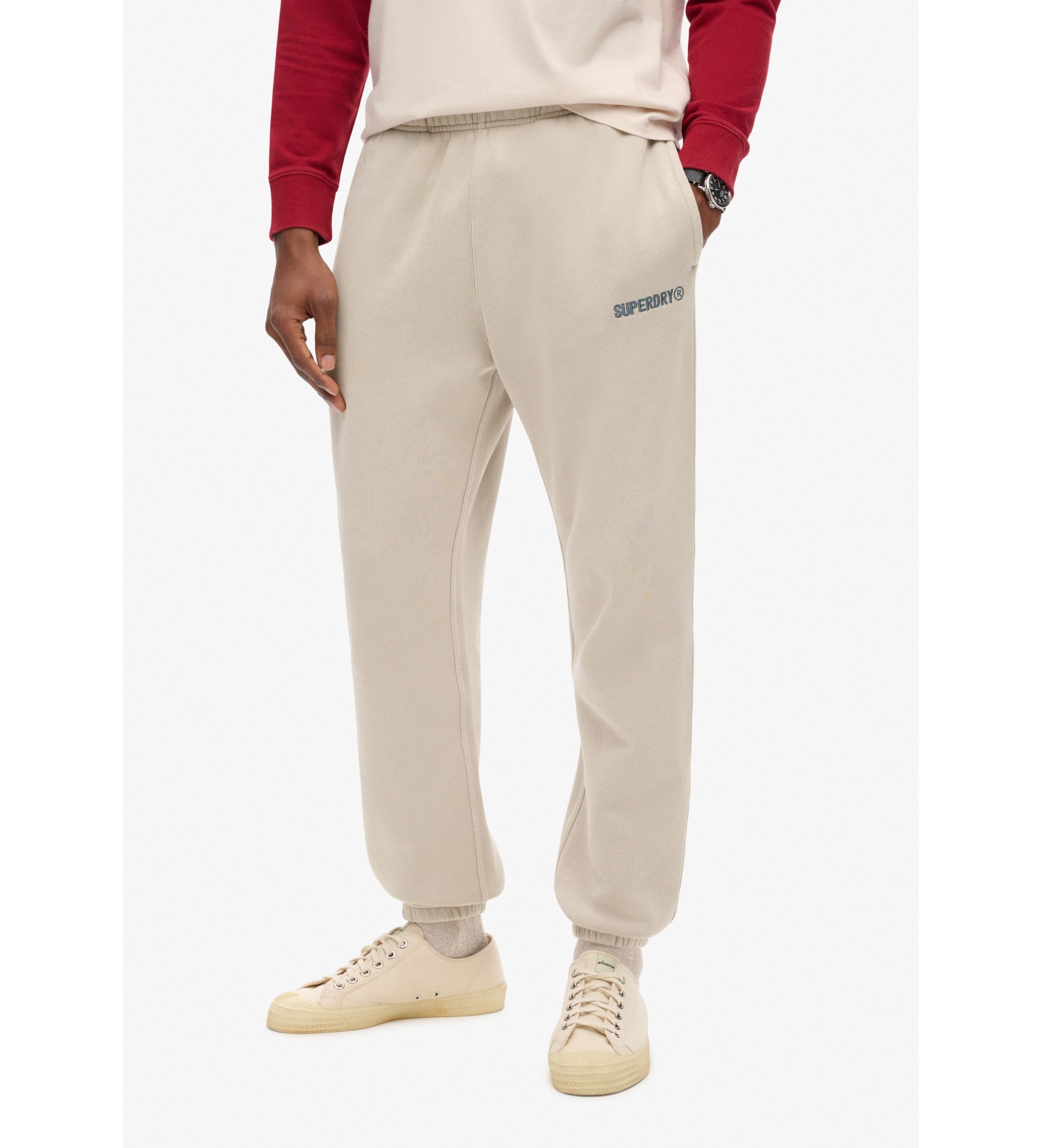 Superdry für Herren. M7011144A Jogginghose mit beigefarbenem Mikrologo-Aufdruck (XXL), Lässig, Sportlich, Baumwolle, Multisport