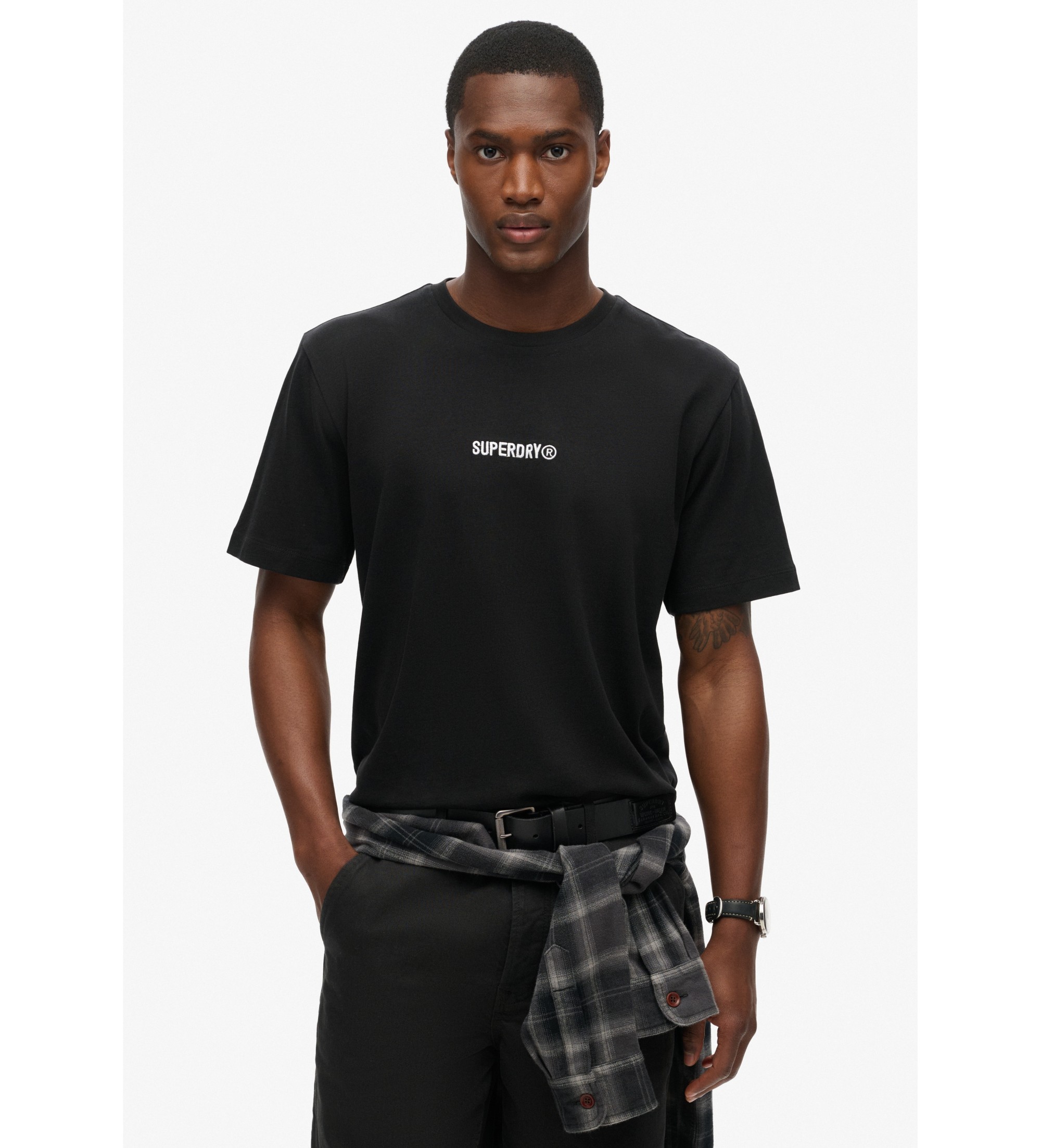 Superdry für Herren. M1012028A T-Shirt Mikrologo-Druck schwarz (M), Lässig, Baumwolle, Kurzarm