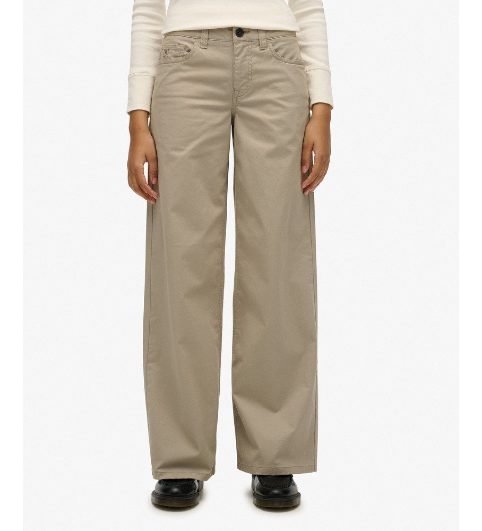 Superdry für Damen. W7011313A Beige Baggy Chino-Hose (28/30), Lässig, Baumwolle