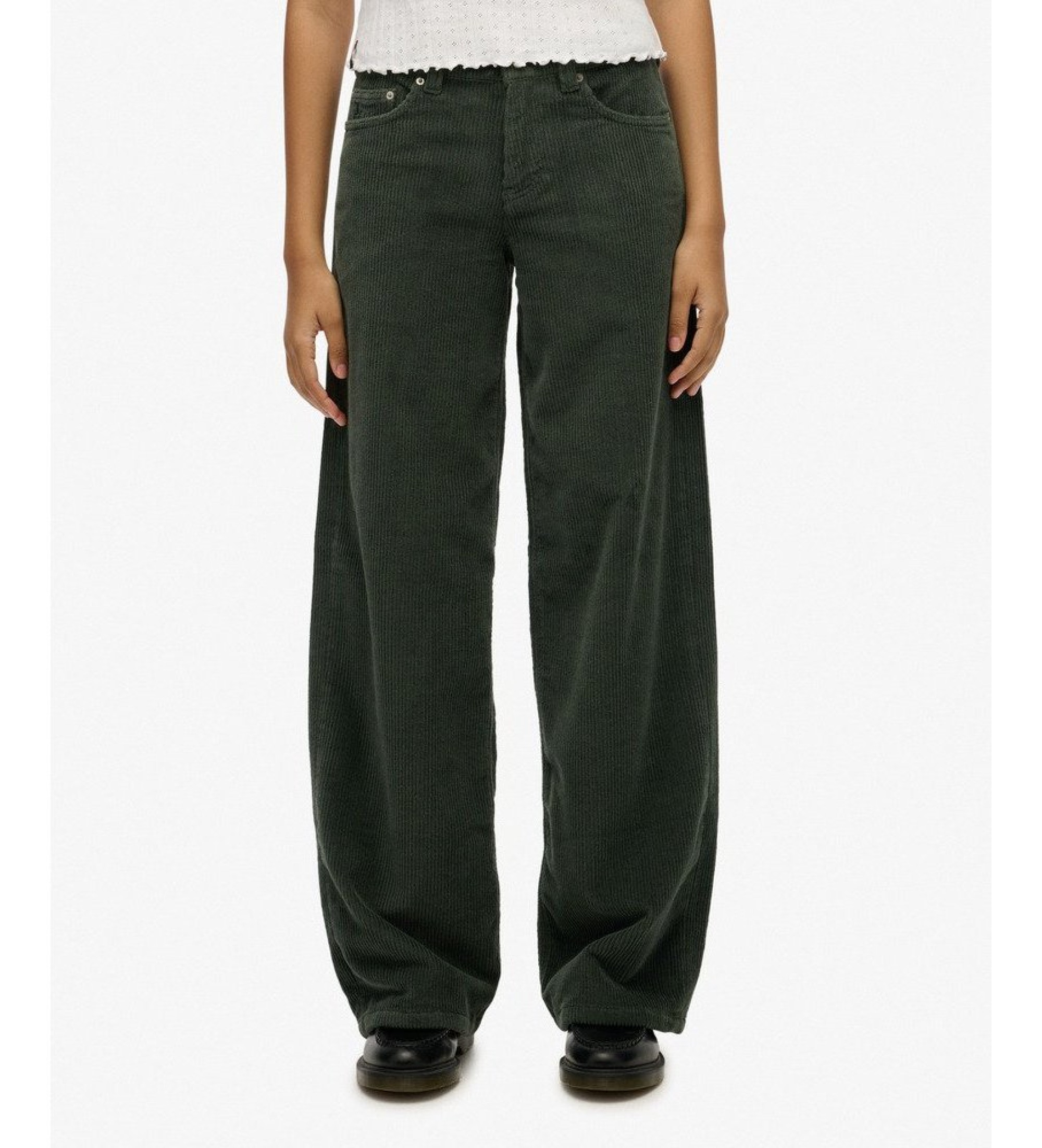 Superdry für Damen. W7011238A Mid Baggy Jumbo Cord Hose grün (28/32), Lässig, Baumwolle
