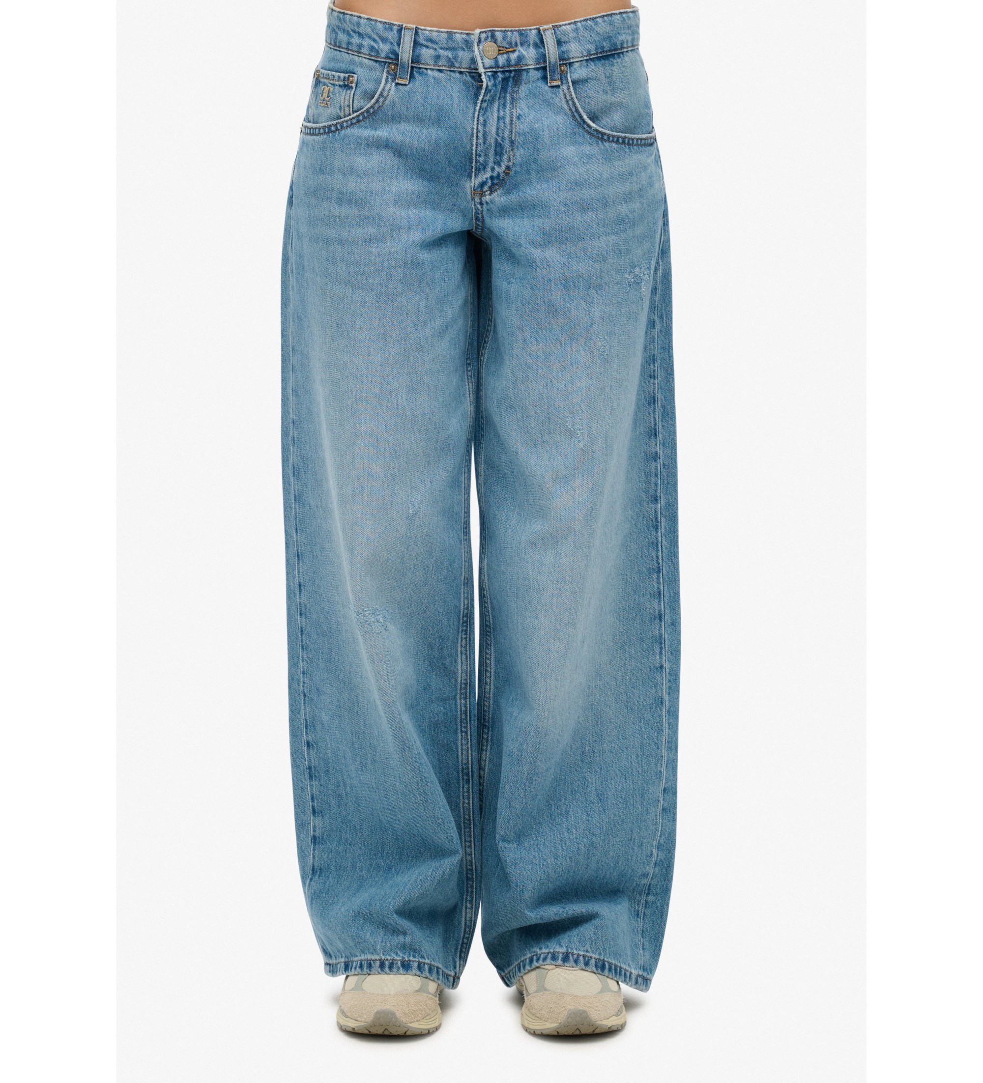 Superdry für Damen. W7011256A Jeans Mid Rise Baggy blau (26/30), Lässig, Baumwolle, Denim