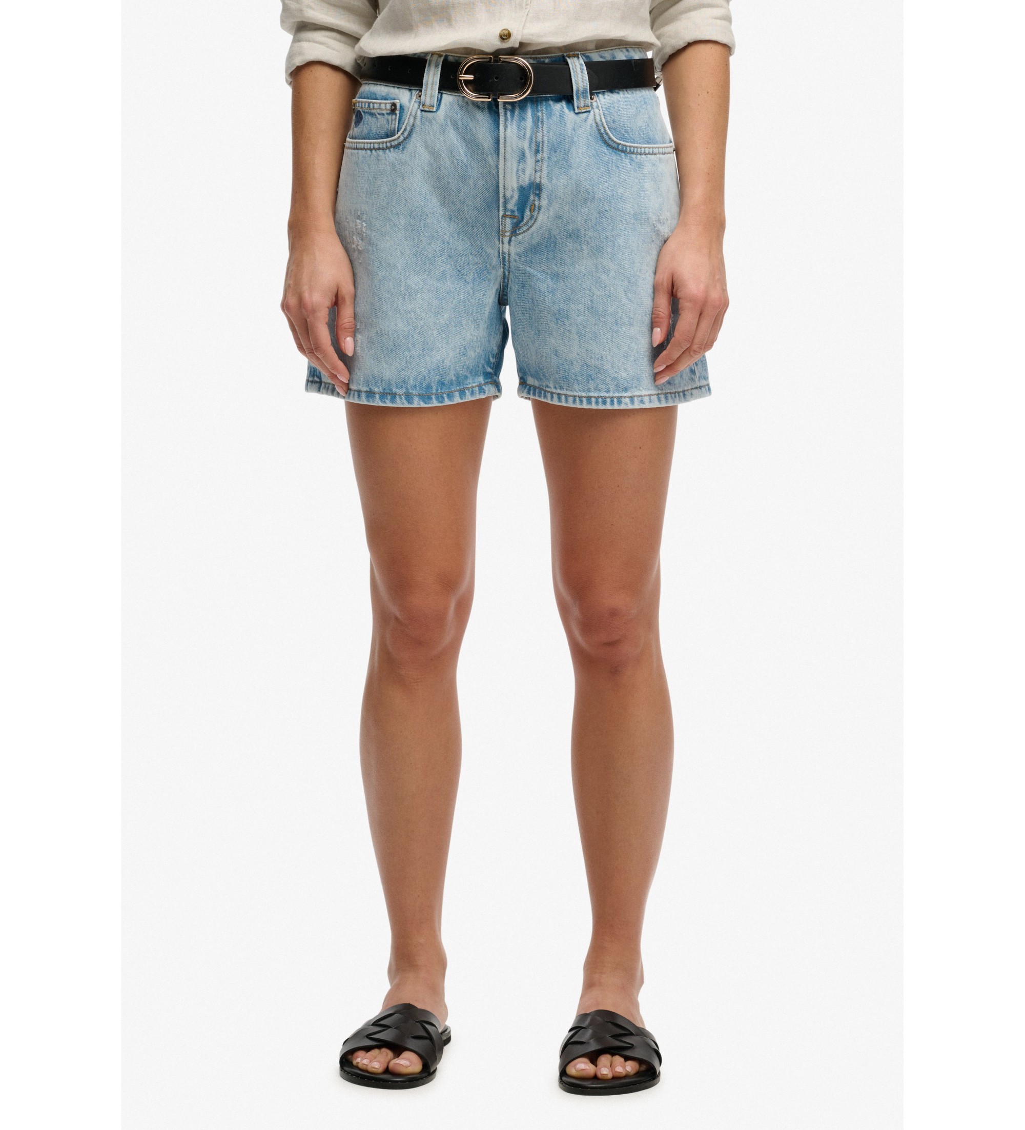 Superdry für Damen. W7110491A Mid Rise Shorts hellblau (26), Lässig, Baumwolle, Denim