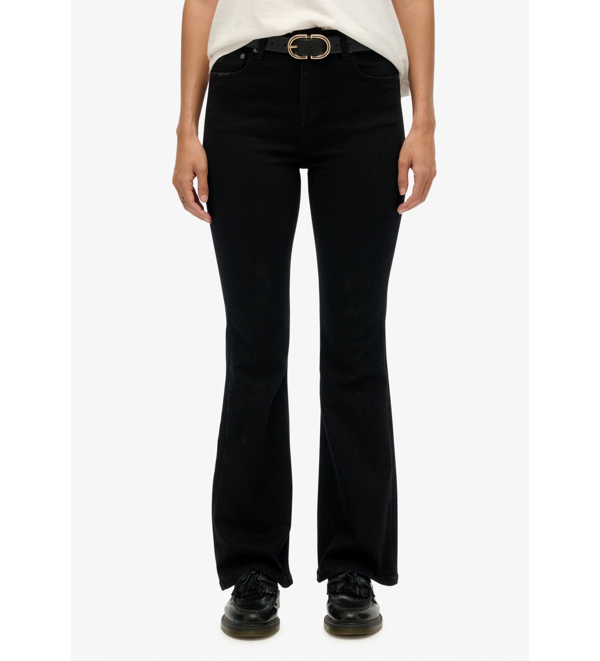 Superdry für Damen. W7011260A Jeans Mid Rise Flare schwarz (28/32), Lässig, Baumwolle