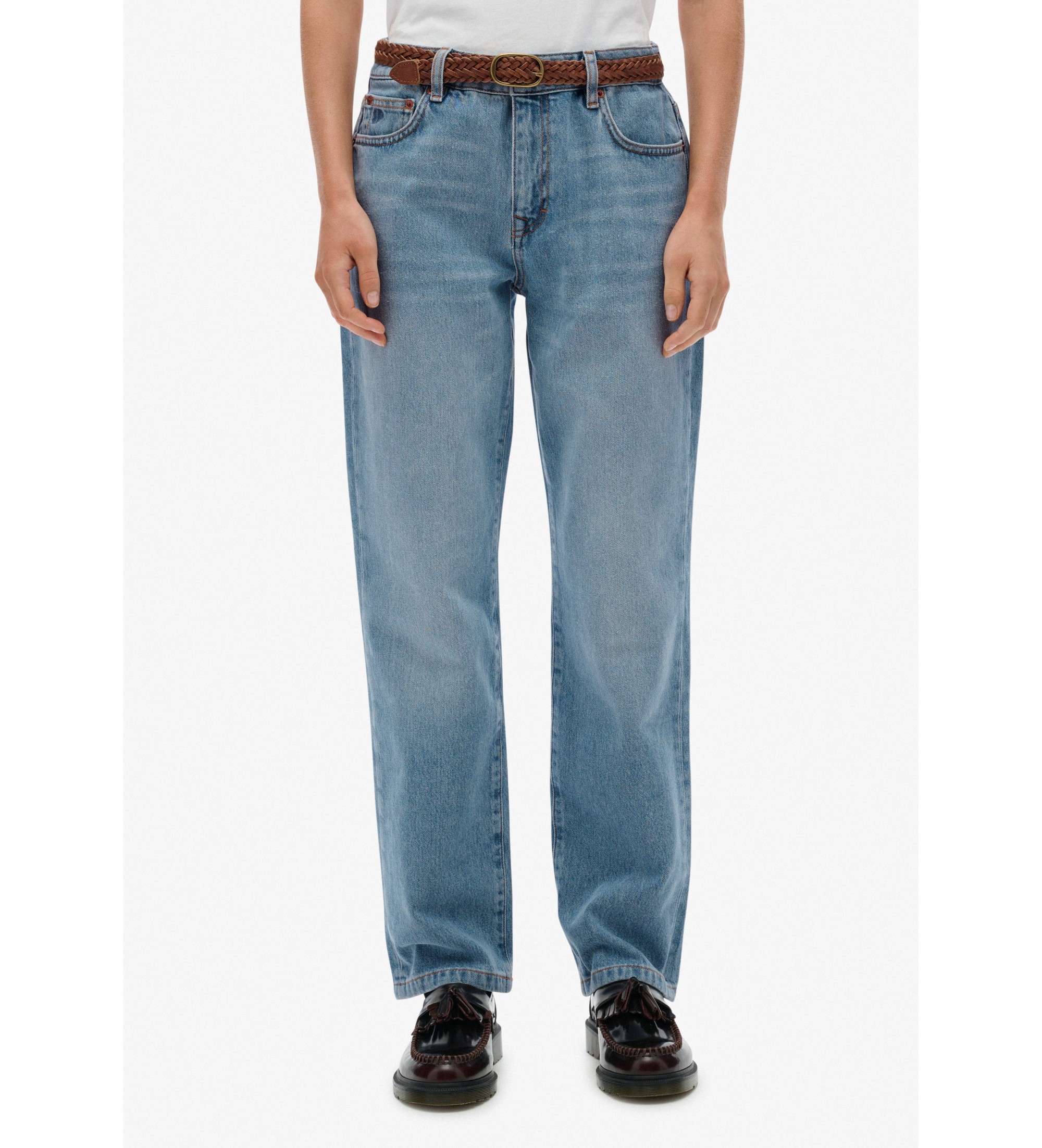 Superdry für Damen. W7011259A Jeans Mid Rise Straight blau (30/32), Lässig, Baumwolle, Denim
