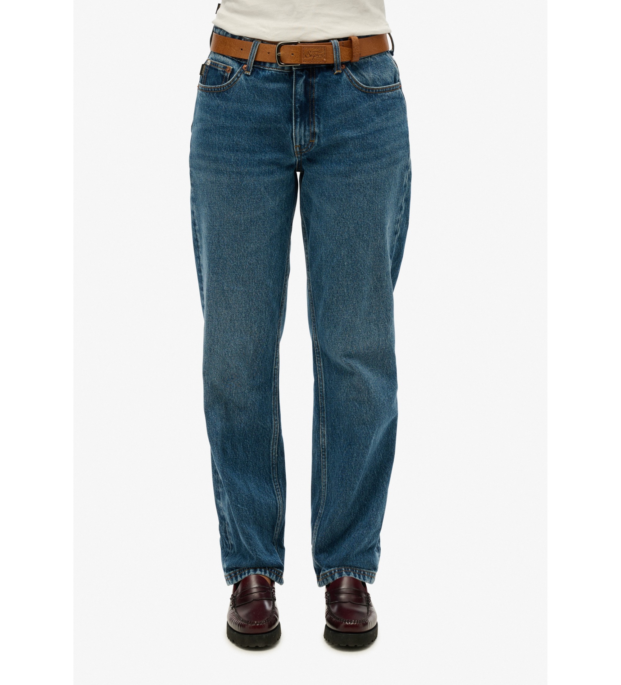 Superdry für Damen. W7011166A Jeans Rise Straight blau (26/30), Lässig, Baumwolle, Denim