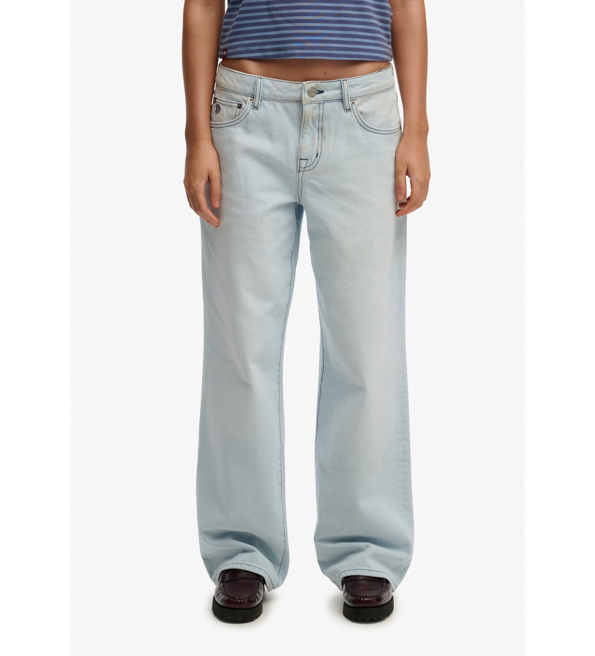 Superdry für Damen. W7011267A Jeans Mid Rise Wide Leg blau (26/32), Lässig, Baumwolle, Denim