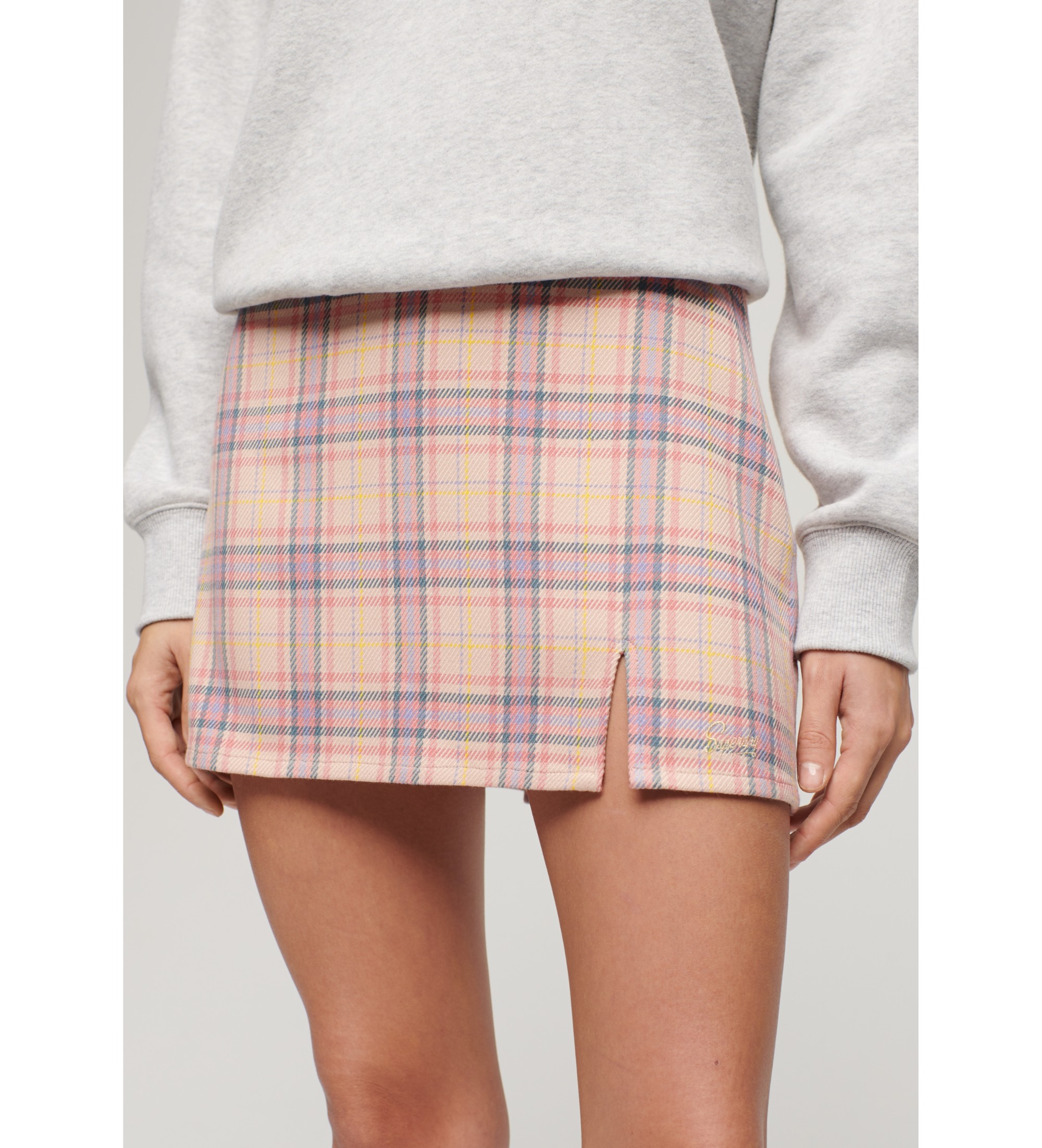 Superdry für Damen. W7210321A Rosa karierter Minirock (M), Lässig, Polyester